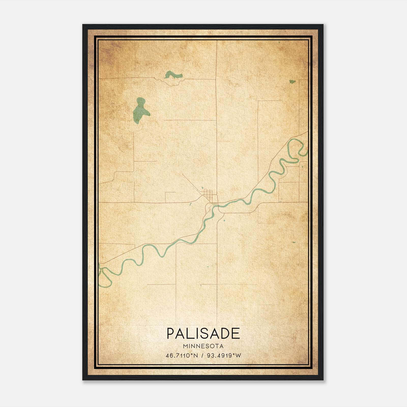 Vintage Palisade Minnesota Map Poster, Palisade MN City Road Wall Art Print Vintage Palisade Minnesota Map Poster, Palisade MN City Road Wall Art Print