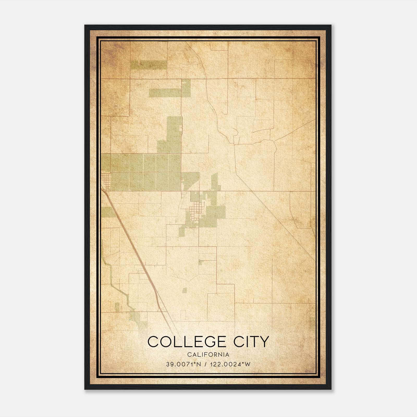 Vintage College City California Map Poster, College City CA City Road Wall Art Print Vintage College City California Map Poster, College City CA City Road Wall Art Print