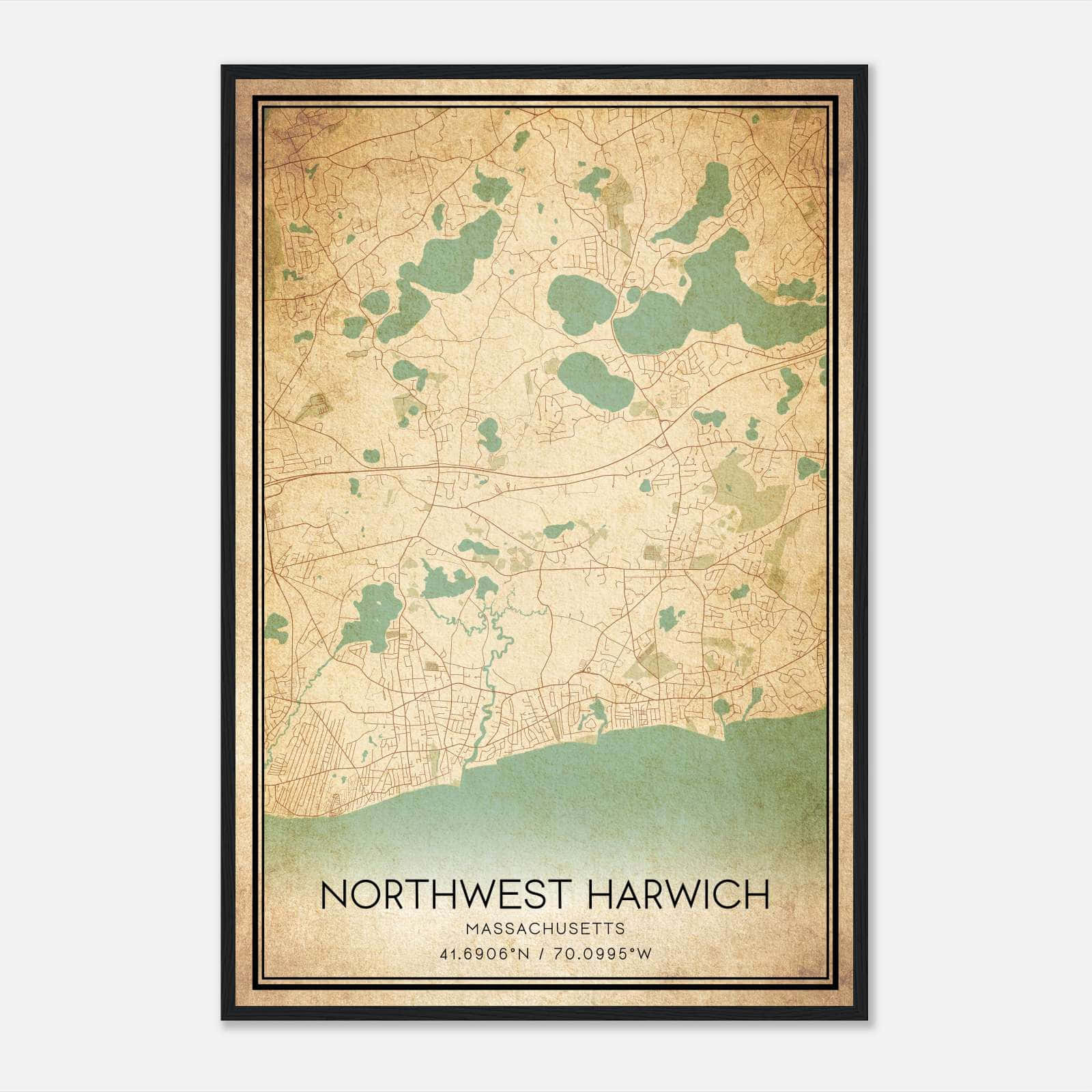 Vintage Northwest Harwich Massachusetts Map Poster, Northwest Harwich MA City Road Wall Art Print Vintage Northwest Harwich Massachusetts Map Poster, Northwest Harwich MA City Road Wall Art Print
