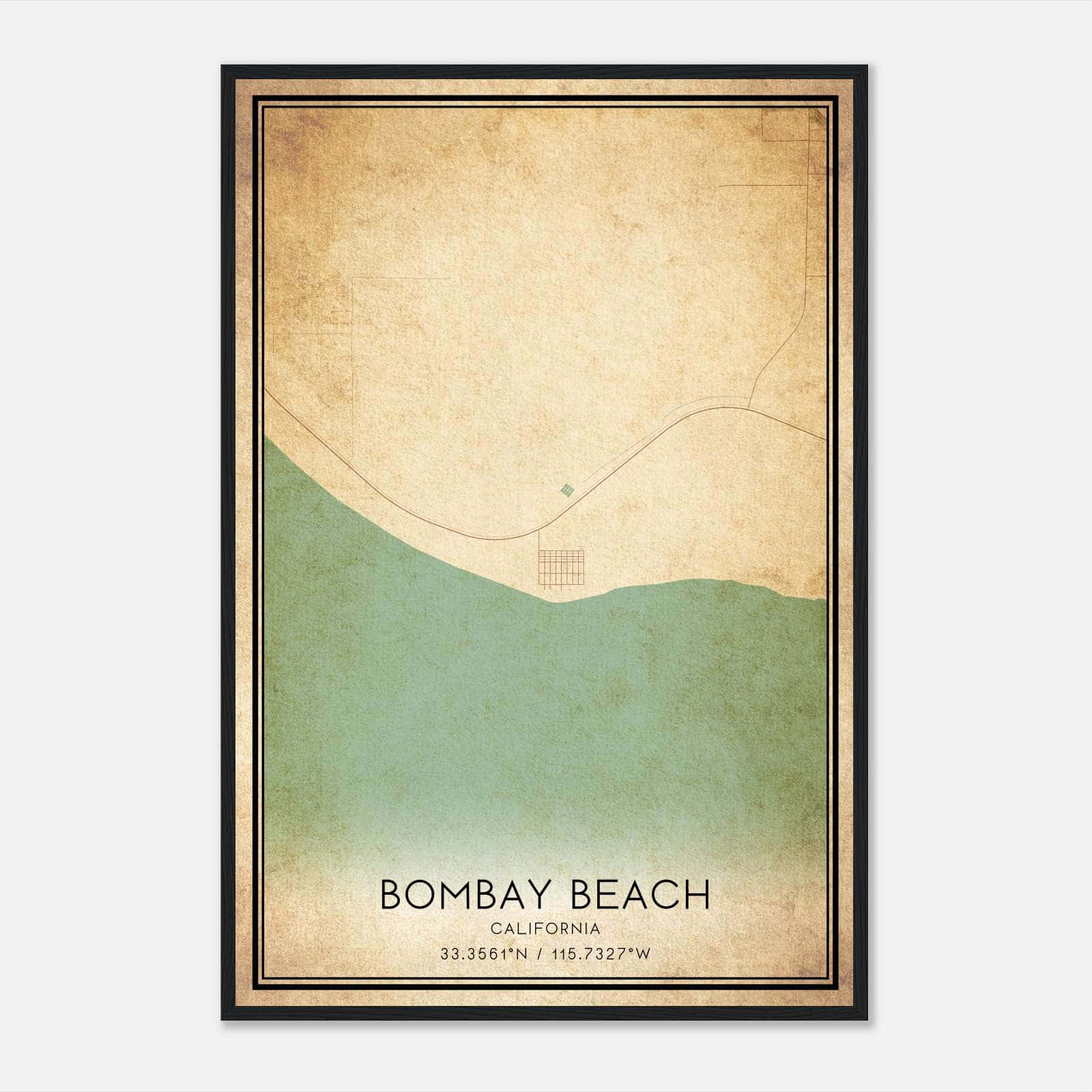 Vintage Bombay Beach California Map Poster, Bombay Beach CA City Road Wall Art Print Vintage Bombay Beach California Map Poster, Bombay Beach CA City Road Wall Art Print