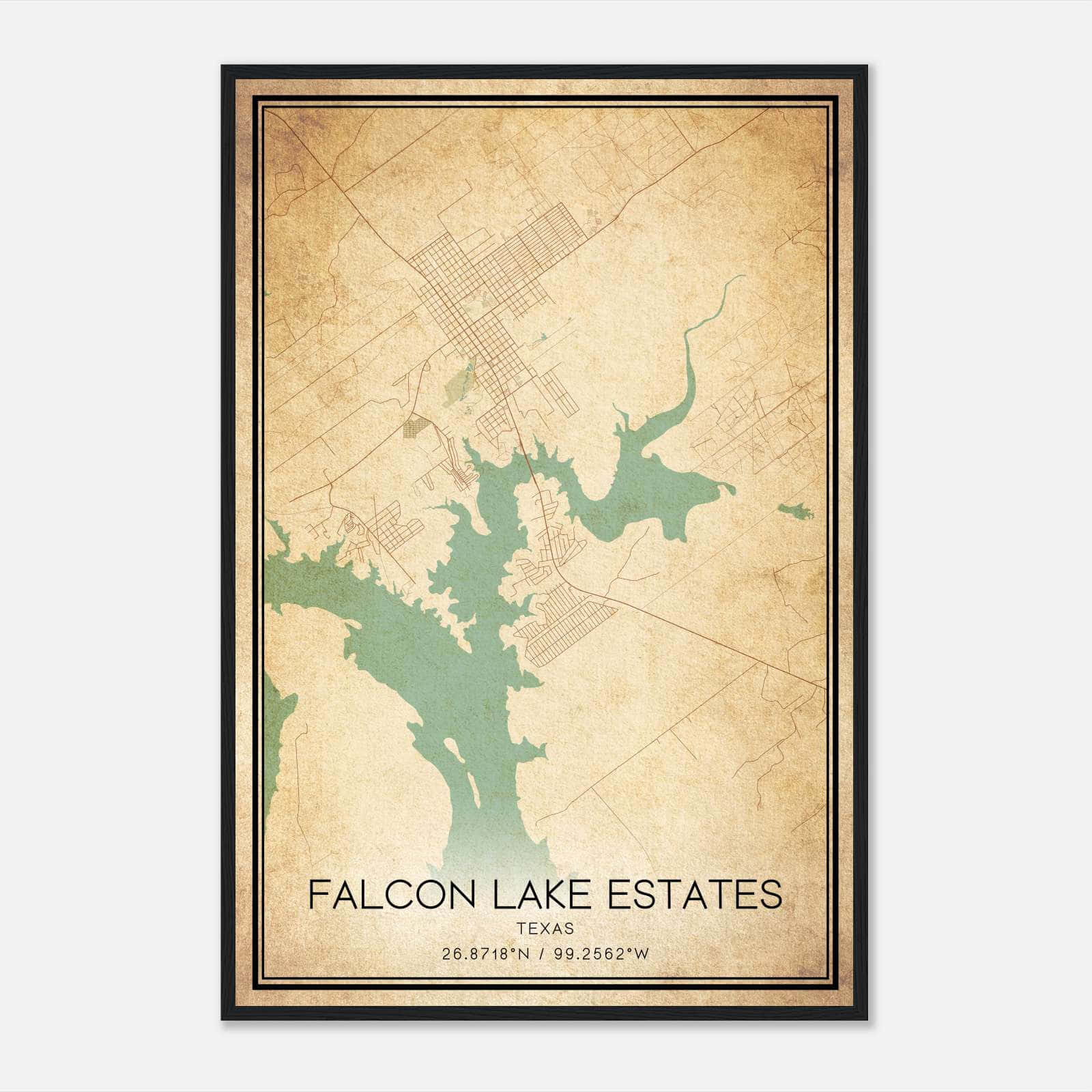 Vintage Falcon Lake Estates Texas Map Poster, Falcon Lake Estates TX City Road Wall Art Print Vintage Falcon Lake Estates Texas Map Poster, Falcon Lake Estates TX City Road Wall Art Print