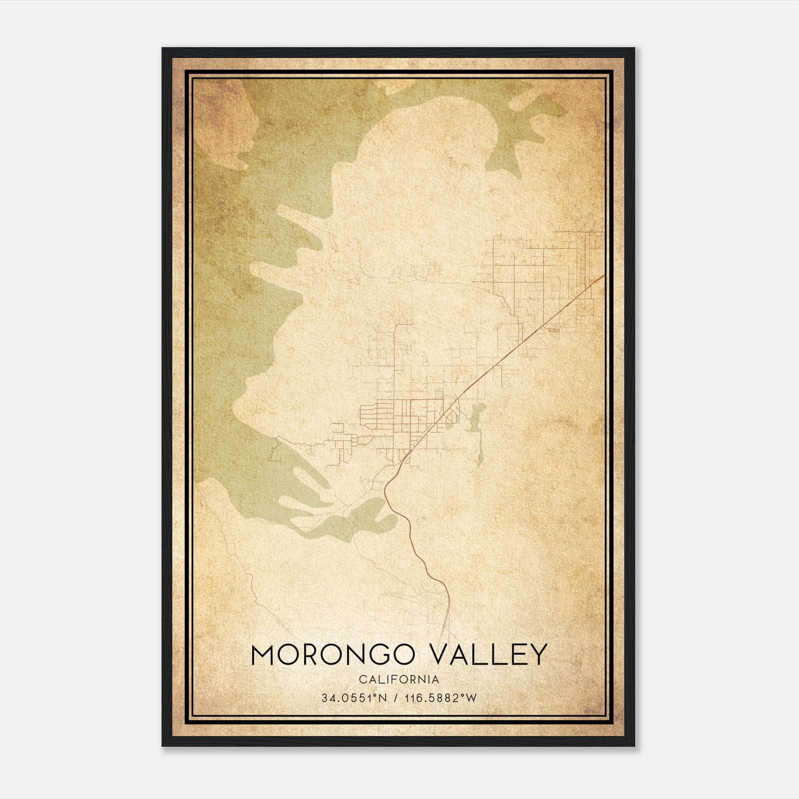 Vintage Morongo Valley California Map Poster, Morongo Valley CA City Road Wall Art Print Vintage Morongo Valley California Map Poster, Morongo Valley CA City Road Wall Art Print