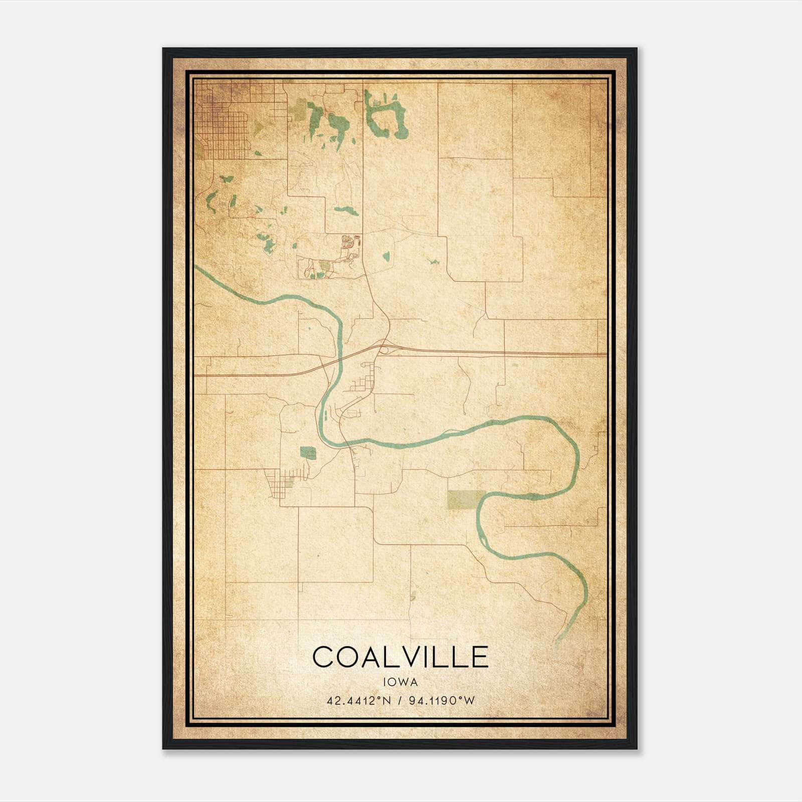 Vintage Coalville Iowa Map Poster, Coalville IA City Road Wall Art Print Vintage Coalville Iowa Map Poster, Coalville IA City Road Wall Art Print