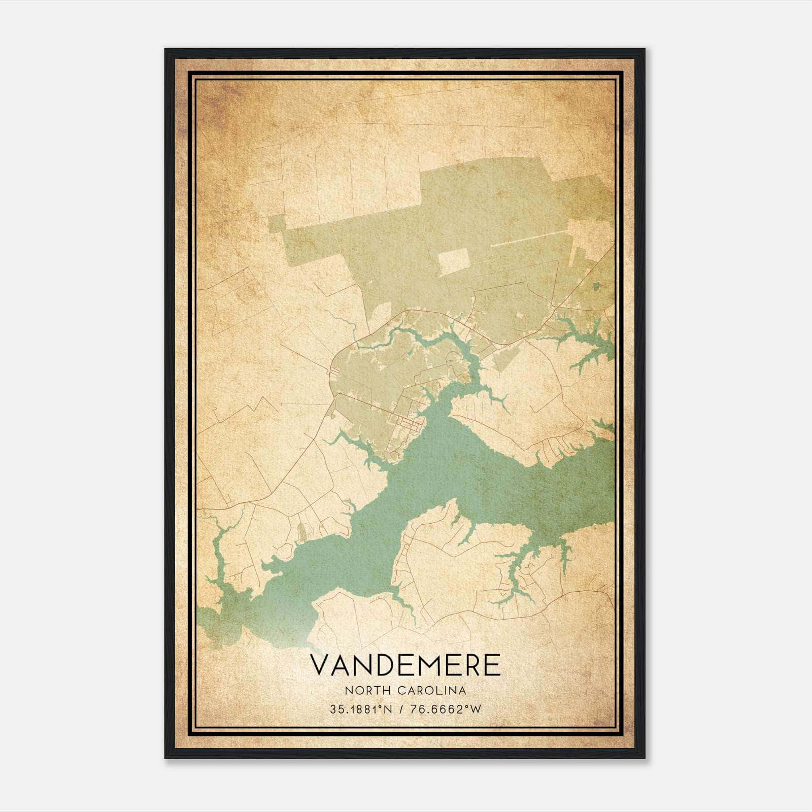 Vintage Vandemere North Carolina Map Poster, Vandemere NC City Road Wall Art Print Vintage Vandemere North Carolina Map Poster, Vandemere NC City Road Wall Art Print