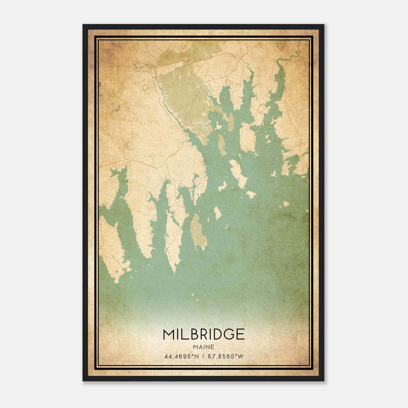 Vintage Milbridge Maine Map Poster, Milbridge ME City Road Wall Art Print Vintage Milbridge Maine Map Poster, Milbridge ME City Road Wall Art Print