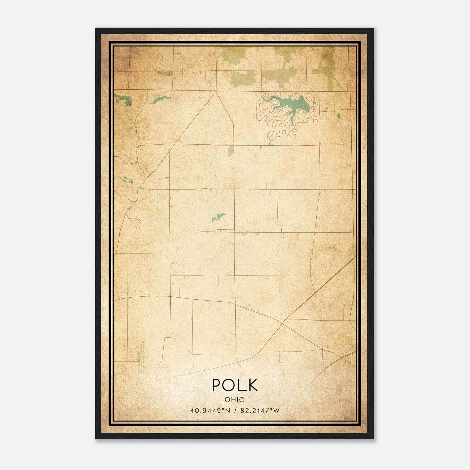 Vintage Polk Ohio Map Poster, Polk OH City Road Wall Art Print Vintage Polk Ohio Map Poster, Polk OH City Road Wall Art Print