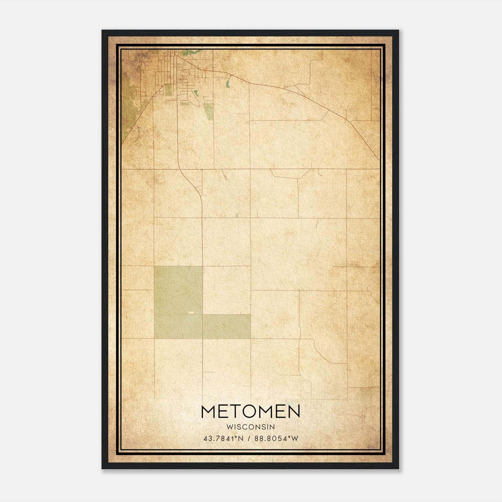 Vintage Metomen Wisconsin Map Poster, Metomen WI City Road Wall Art Print Vintage Metomen Wisconsin Map Poster, Metomen WI City Road Wall Art Print