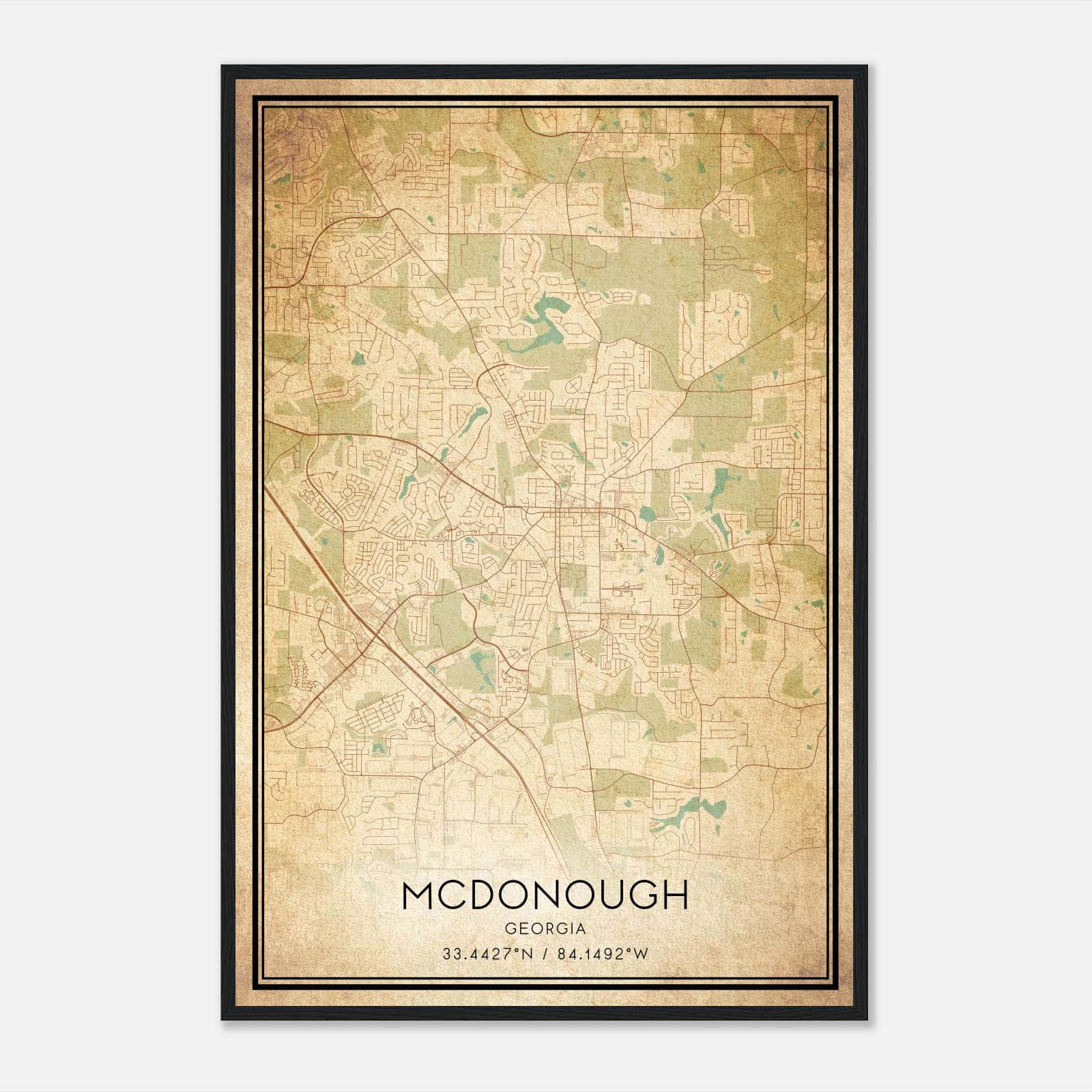 Vintage Mcdonough Georgia Map Poster, Mcdonough GA City Road Wall Art Print Vintage Mcdonough Georgia Map Poster, Mcdonough GA City Road Wall Art Print