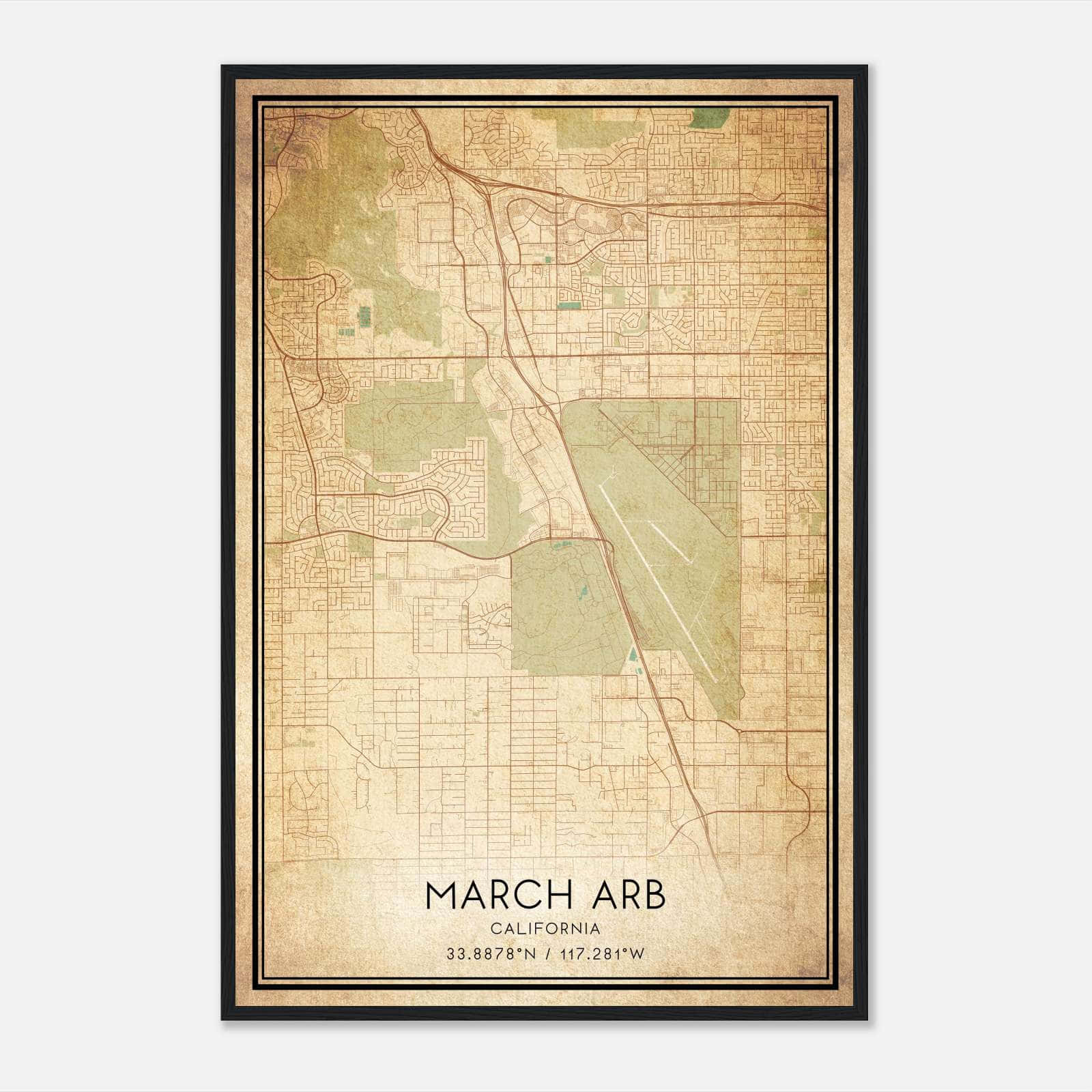 Vintage March Arb California Map Poster, March Arb CA City Road Wall Art Print Vintage March Arb California Map Poster, March Arb CA City Road Wall Art Print