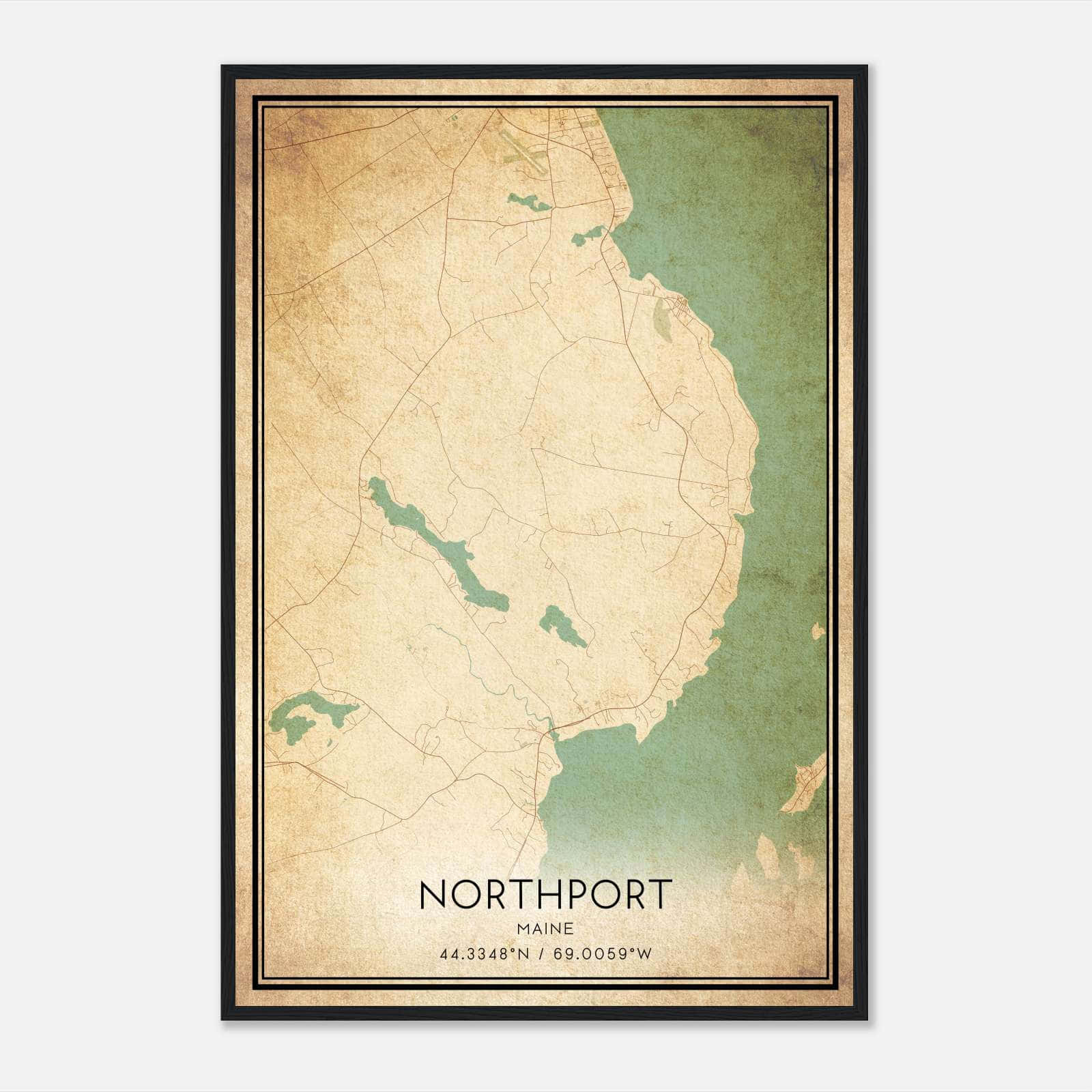 Vintage Northport Maine Map Poster, Northport ME City Road Wall Art Print Vintage Northport Maine Map Poster, Northport ME City Road Wall Art Print