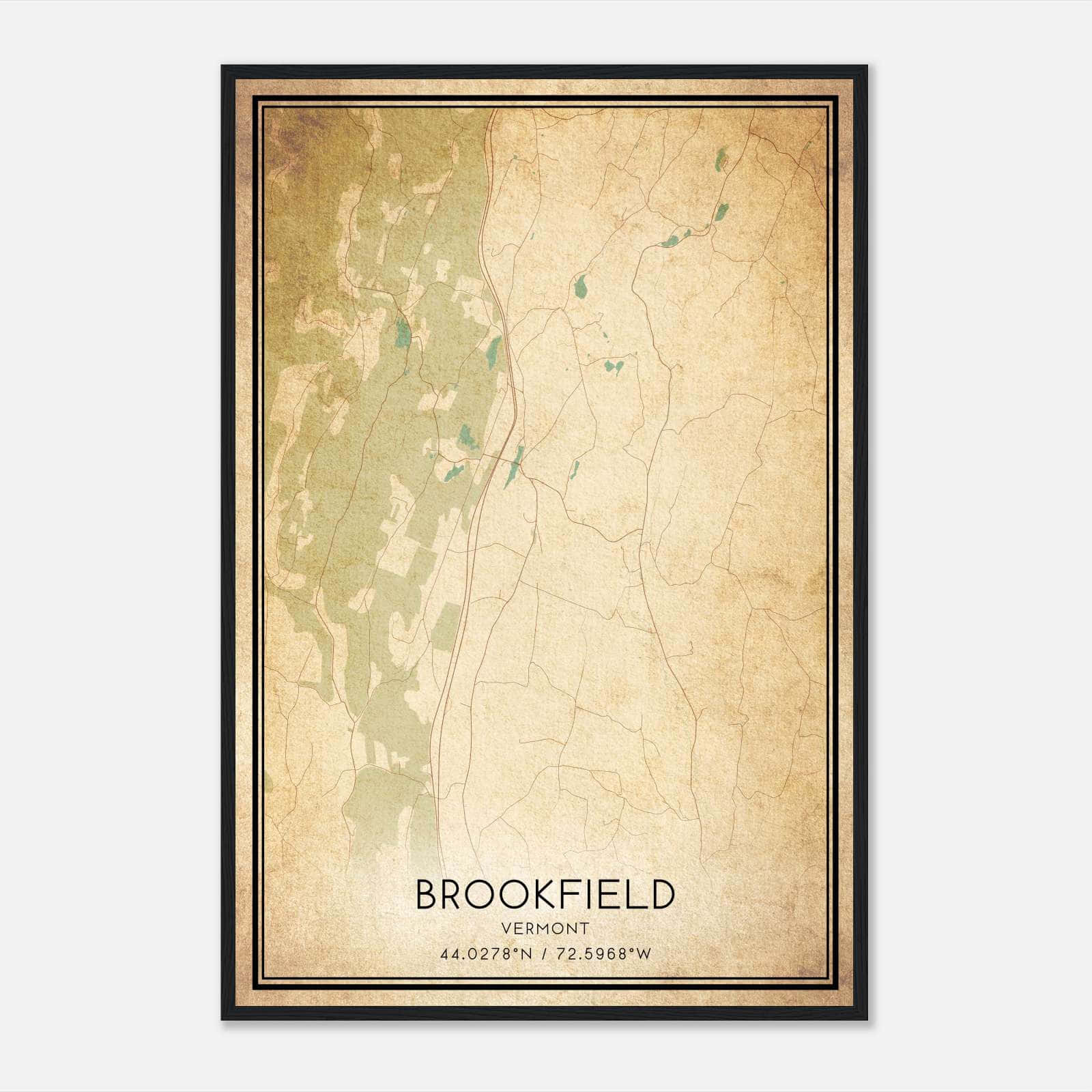 Vintage Brookfield Vermont Map Poster, Brookfield VT City Road Wall Art Print Vintage Brookfield Vermont Map Poster, Brookfield VT City Road Wall Art Print