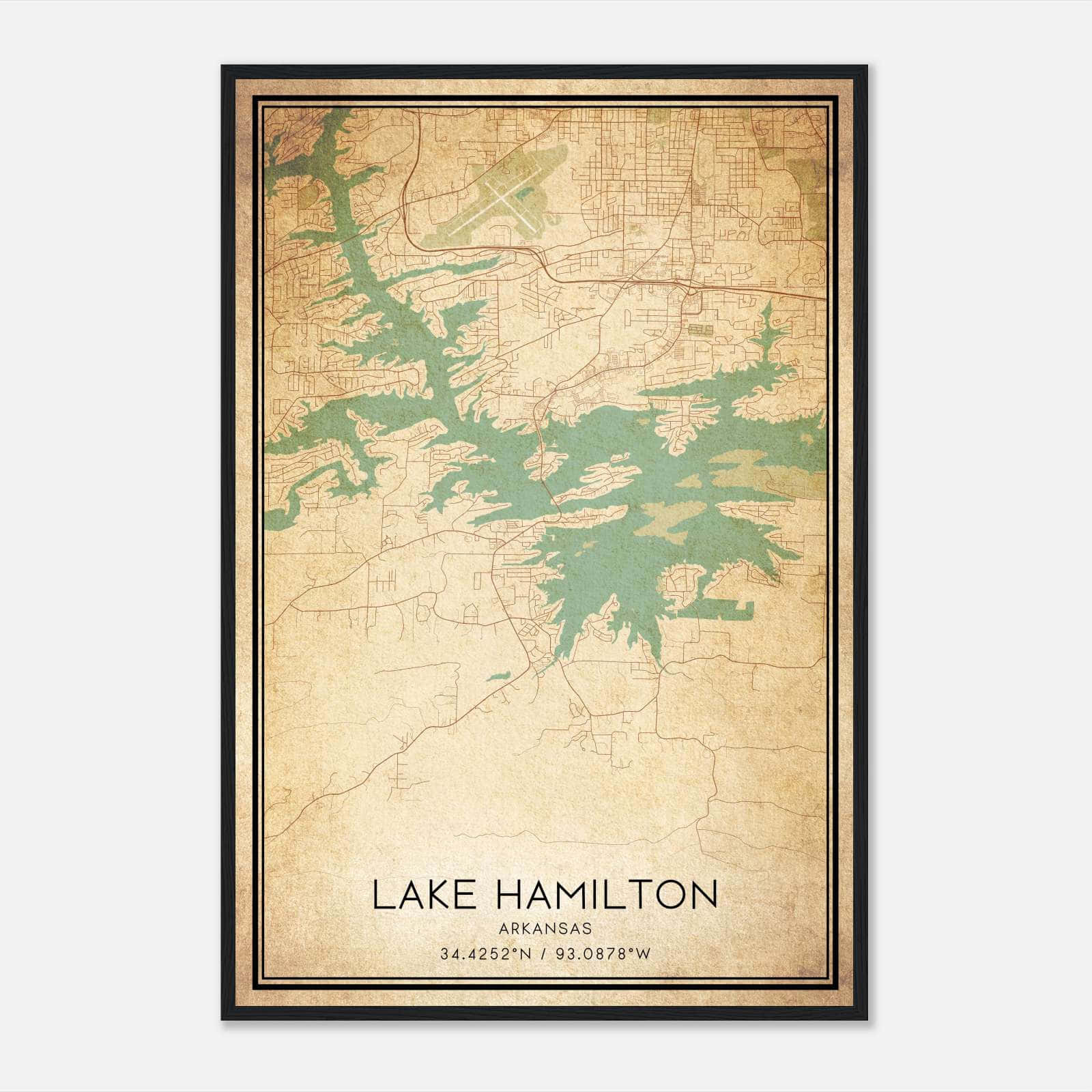Vintage Lake Hamilton Arkansas Map Poster, Lake Hamilton AR City Road Wall Art Print Vintage Lake Hamilton Arkansas Map Poster, Lake Hamilton AR City Road Wall Art Print