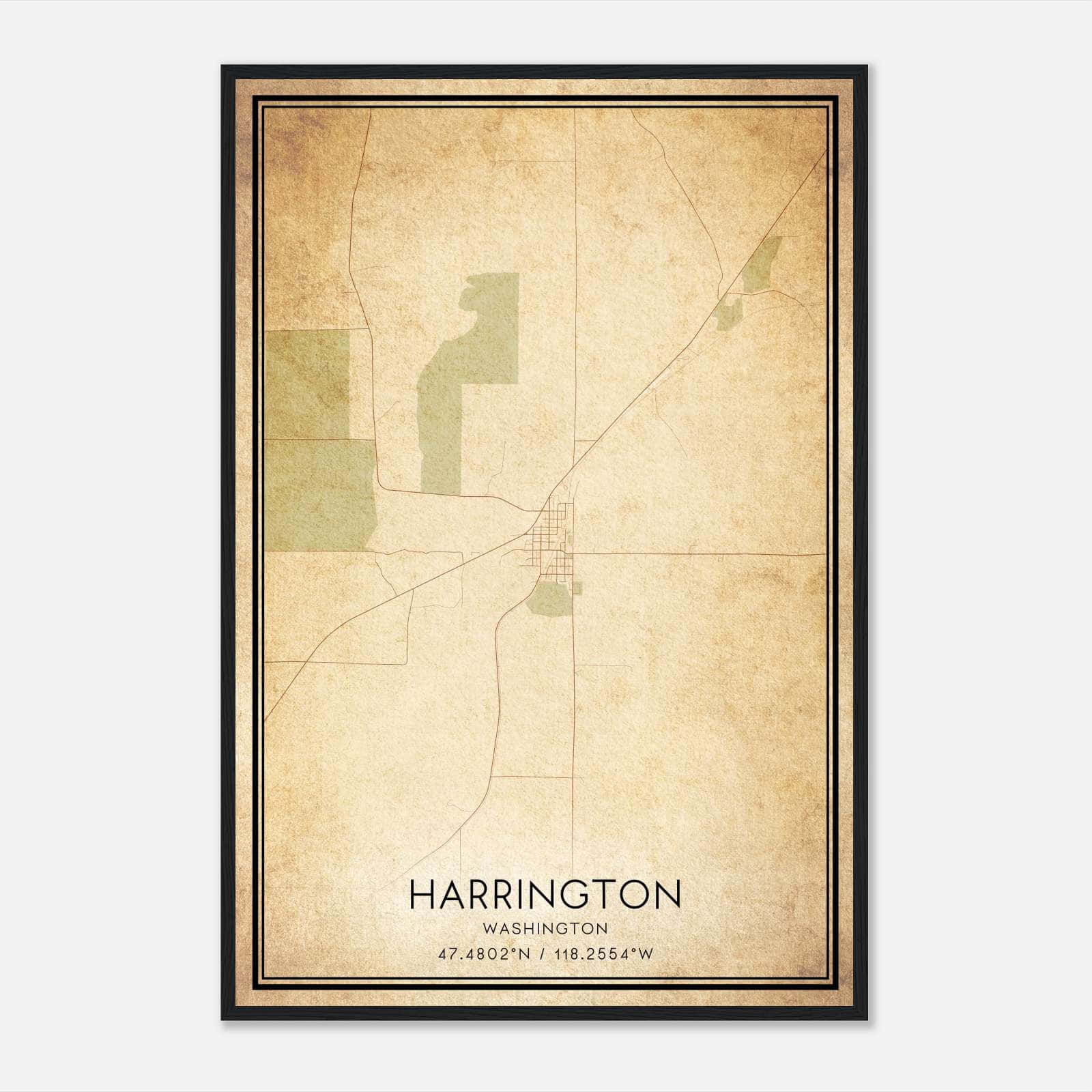 Vintage Harrington Washington Map Poster, Harrington WA City Road Wall Art Print Vintage Harrington Washington Map Poster, Harrington WA City Road Wall Art Print