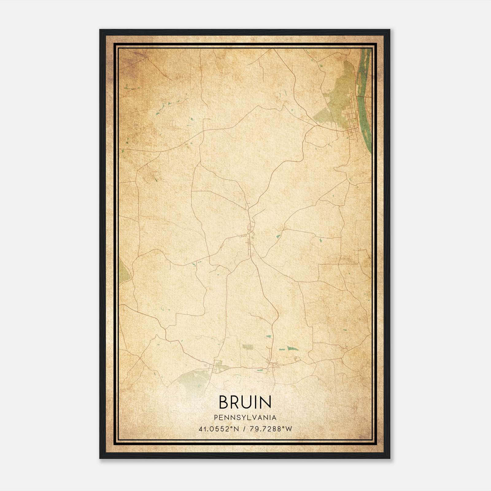 Vintage Bruin Pennsylvania Map Poster, Bruin PA City Road Wall Art Print Vintage Bruin Pennsylvania Map Poster, Bruin PA City Road Wall Art Print