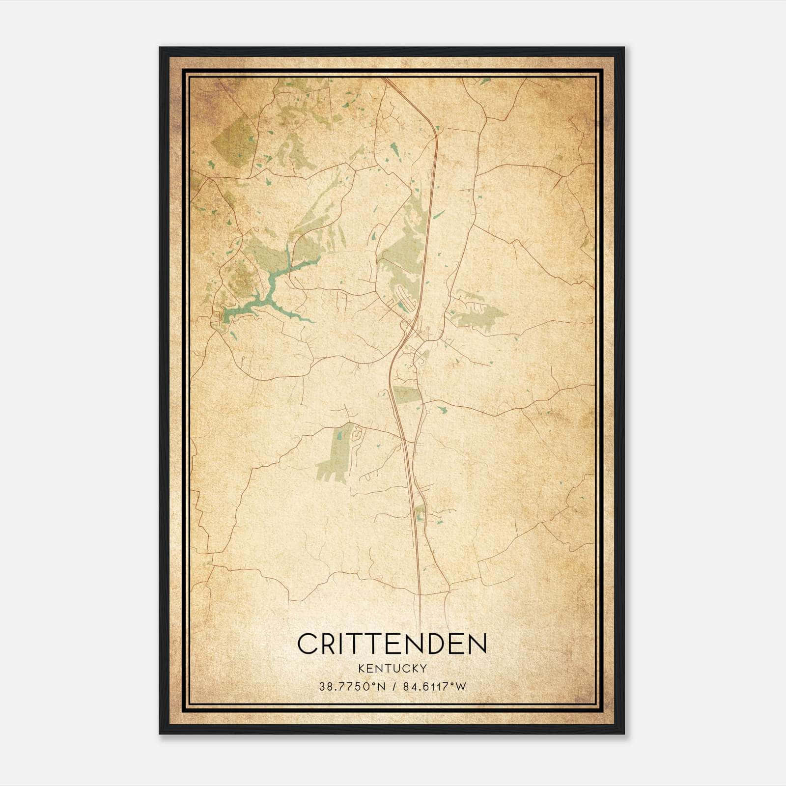 Vintage Crittenden Kentucky Map Poster, Crittenden KY City Road Wall Art Print Vintage Crittenden Kentucky Map Poster, Crittenden KY City Road Wall Art Print