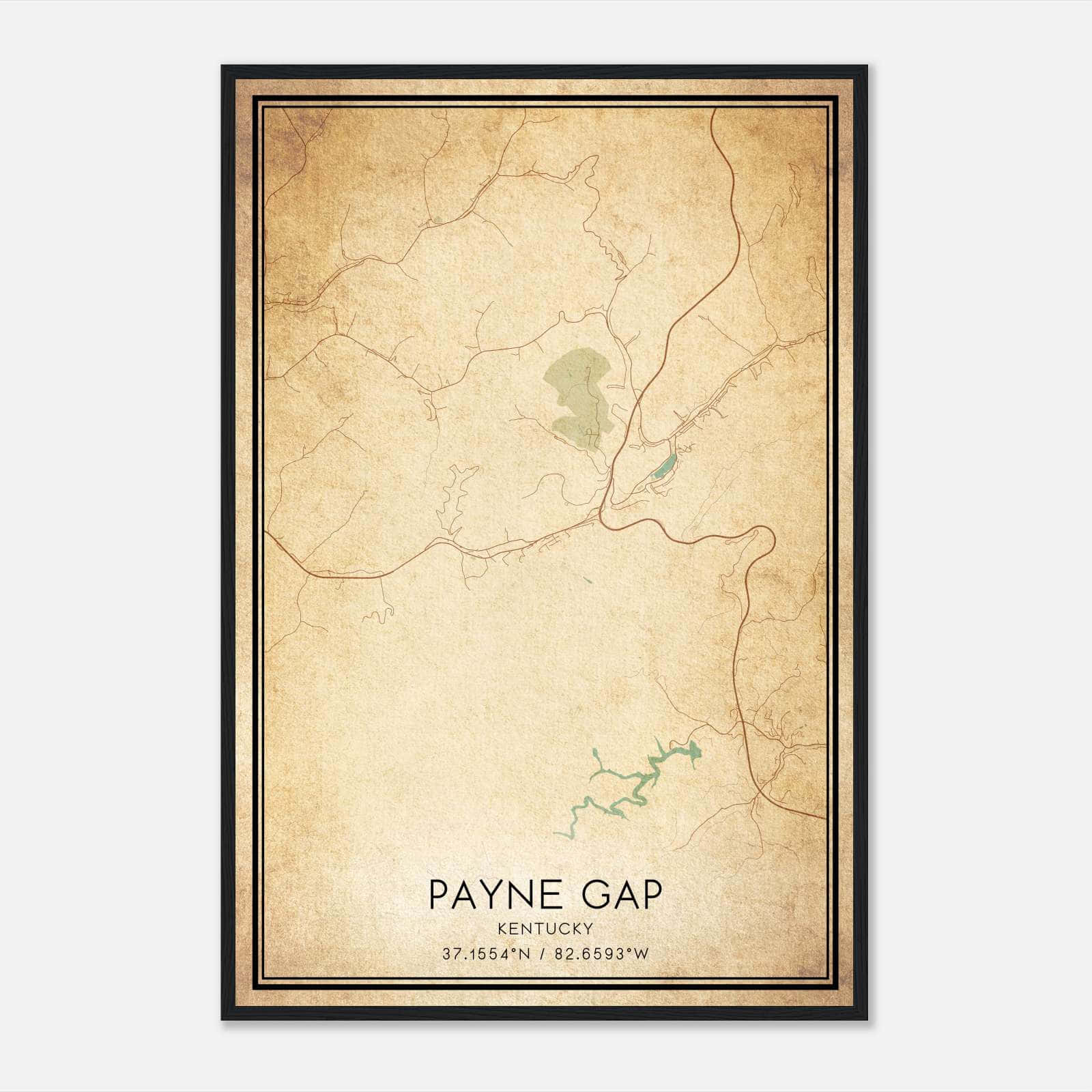 Vintage Payne Gap Kentucky Map Poster, Payne Gap KY City Road Wall Art Print Vintage Payne Gap Kentucky Map Poster, Payne Gap KY City Road Wall Art Print