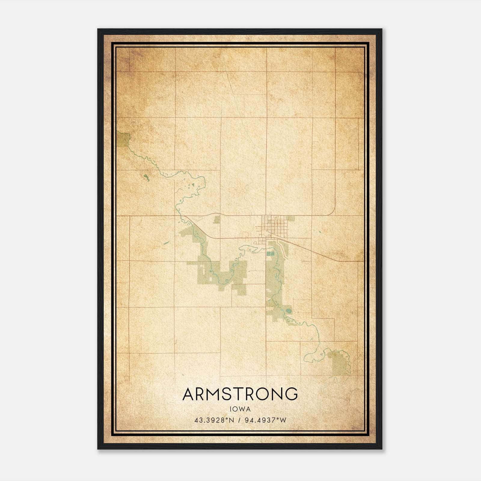 Vintage Armstrong Iowa Map Poster, Armstrong IA City Road Wall Art Print Vintage Armstrong Iowa Map Poster, Armstrong IA City Road Wall Art Print