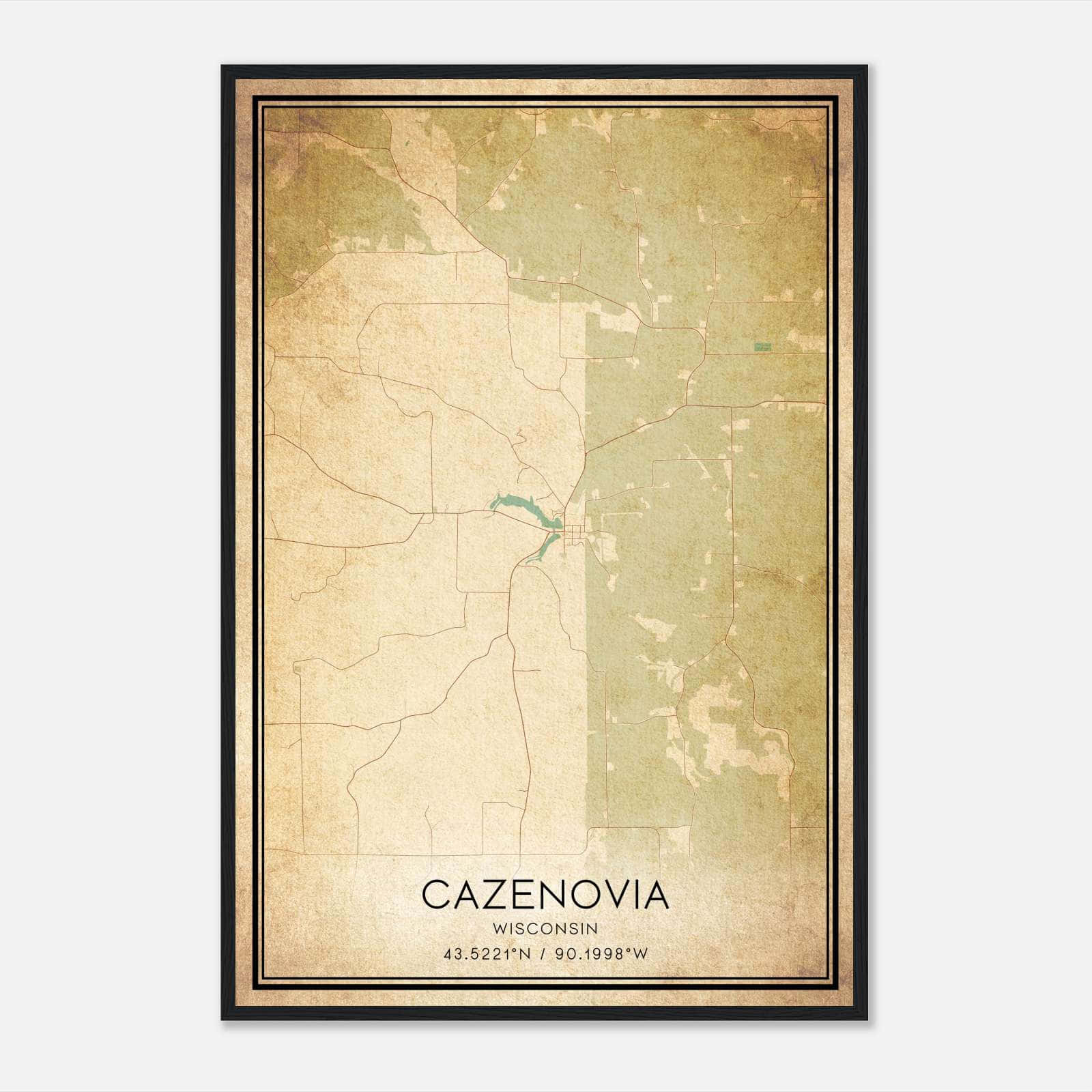 Vintage Cazenovia Wisconsin Map Poster, Cazenovia WI City Road Wall Art Print Vintage Cazenovia Wisconsin Map Poster, Cazenovia WI City Road Wall Art Print