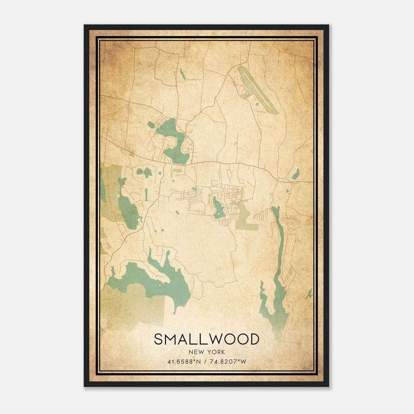 Vintage Smallwood New York Map Poster, Smallwood NY City Road Wall Art Print Vintage Smallwood New York Map Poster, Smallwood NY City Road Wall Art Print