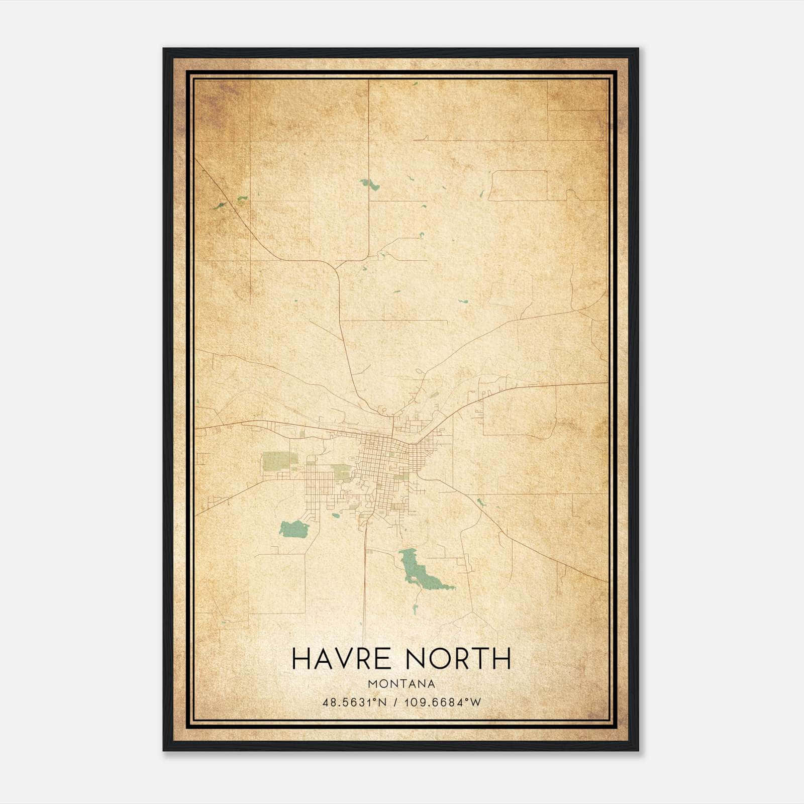 Vintage Havre North Montana Map Poster, Havre North MT City Road Wall Art Print Vintage Havre North Montana Map Poster, Havre North MT City Road Wall Art Print