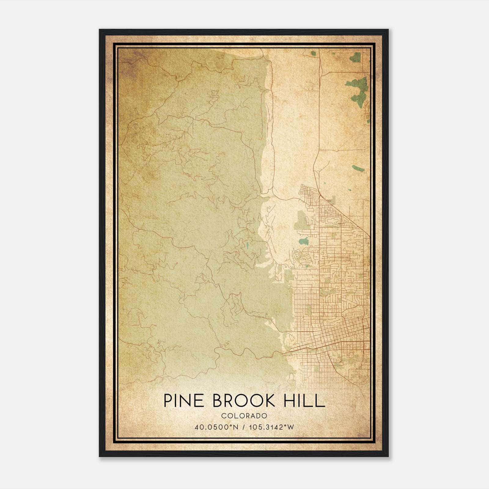 Vintage Pine Brook Hill Colorado Map Poster, Pine Brook Hill CO City Road Wall Art Print Vintage Pine Brook Hill Colorado Map Poster, Pine Brook Hill CO City Road Wall Art Print