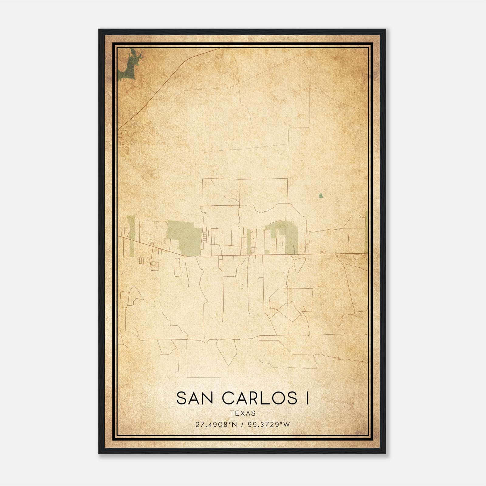 Vintage San Carlos I Texas Map Poster, San Carlos I TX City Road Wall Art Print Vintage San Carlos I Texas Map Poster, San Carlos I TX City Road Wall Art Print