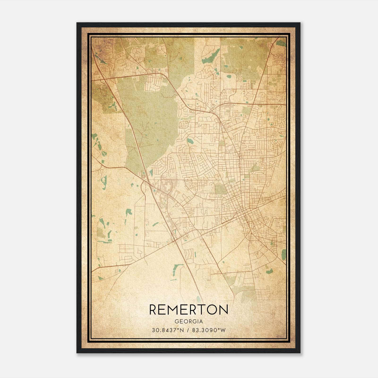 Vintage Remerton Georgia Map Poster, Remerton GA City Road Wall Art Print Vintage Remerton Georgia Map Poster, Remerton GA City Road Wall Art Print