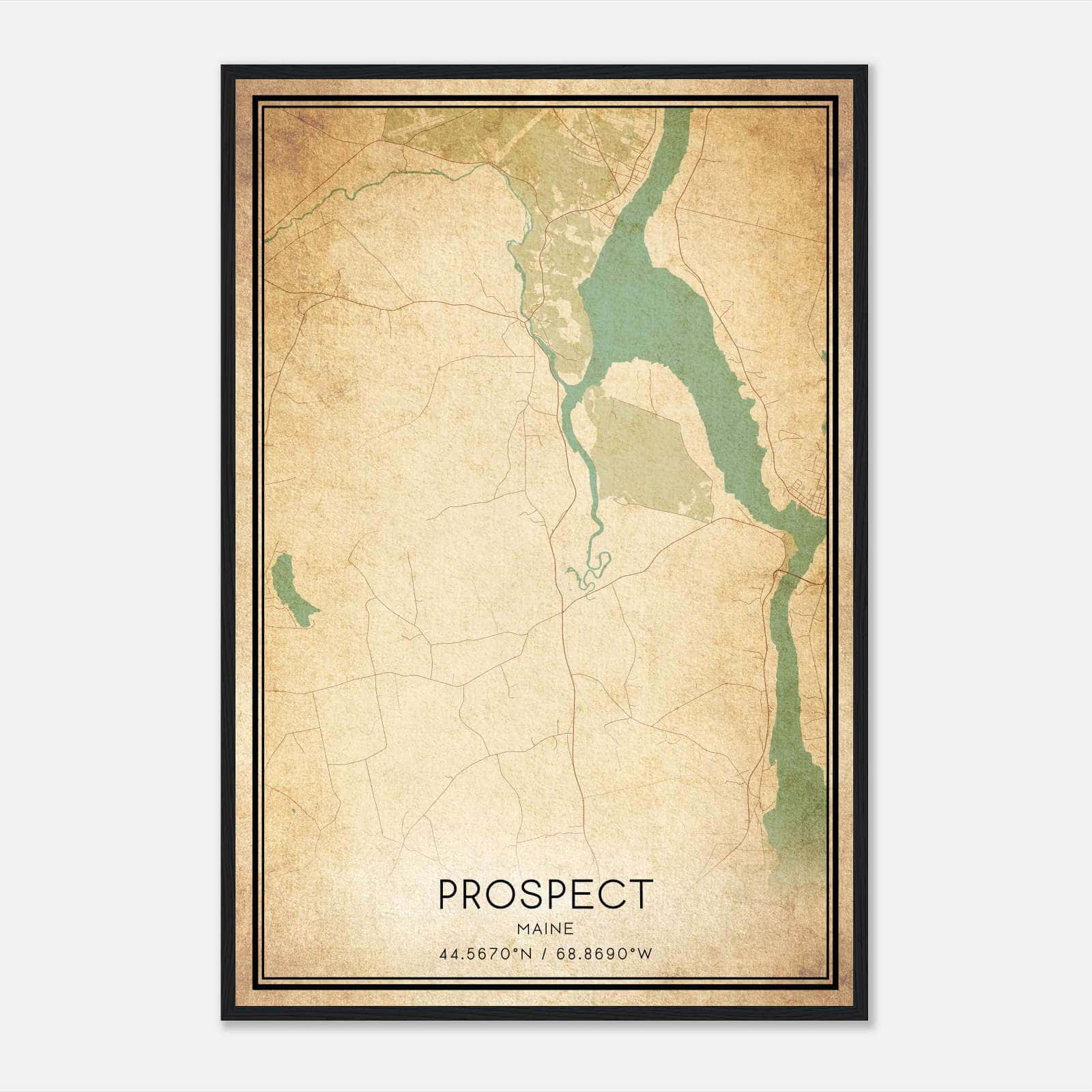 Vintage Prospect Maine Map Poster, Prospect ME City Road Wall Art Print Vintage Prospect Maine Map Poster, Prospect ME City Road Wall Art Print