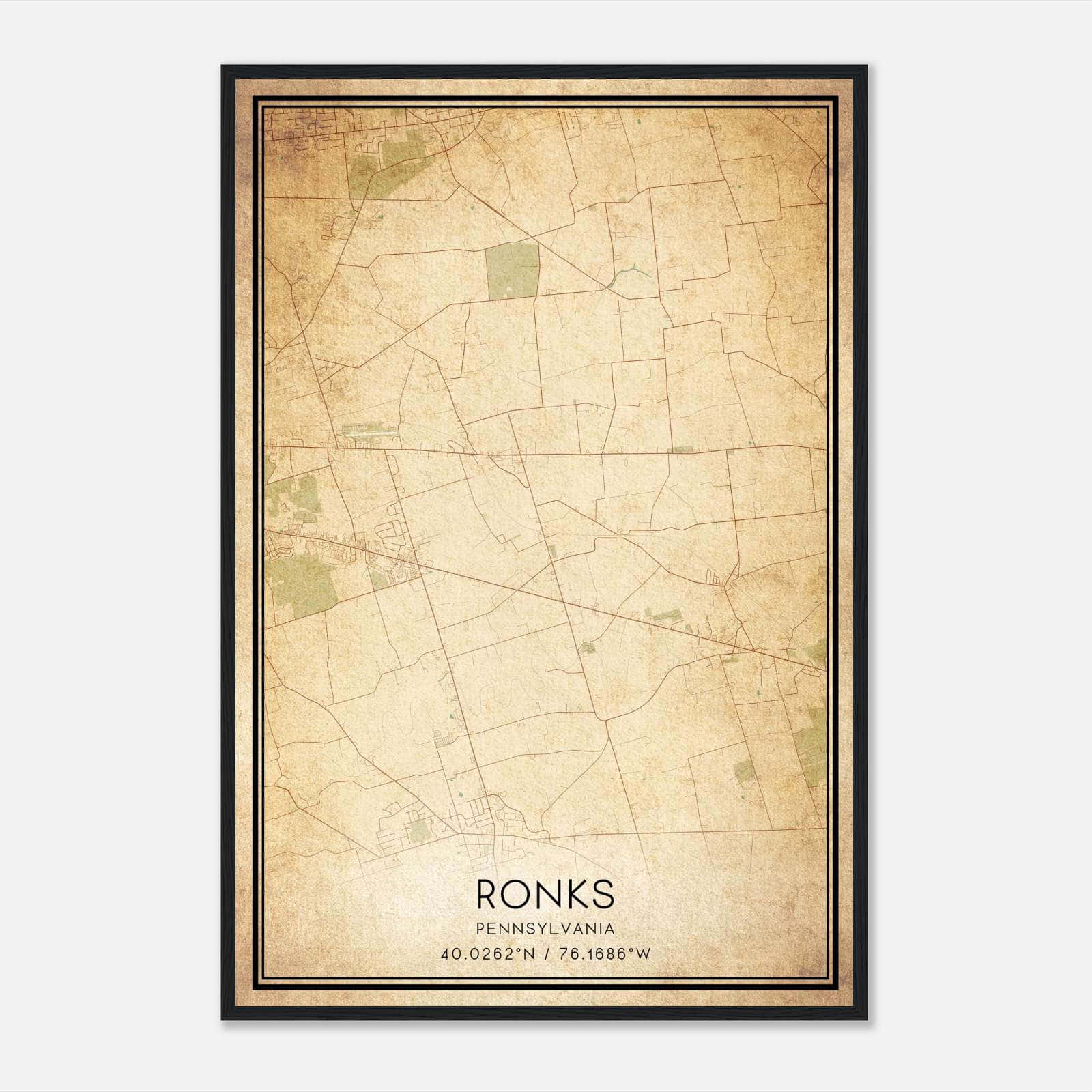 Vintage Ronks Pennsylvania Map Poster, Ronks PA City Road Wall Art Print Vintage Ronks Pennsylvania Map Poster, Ronks PA City Road Wall Art Print