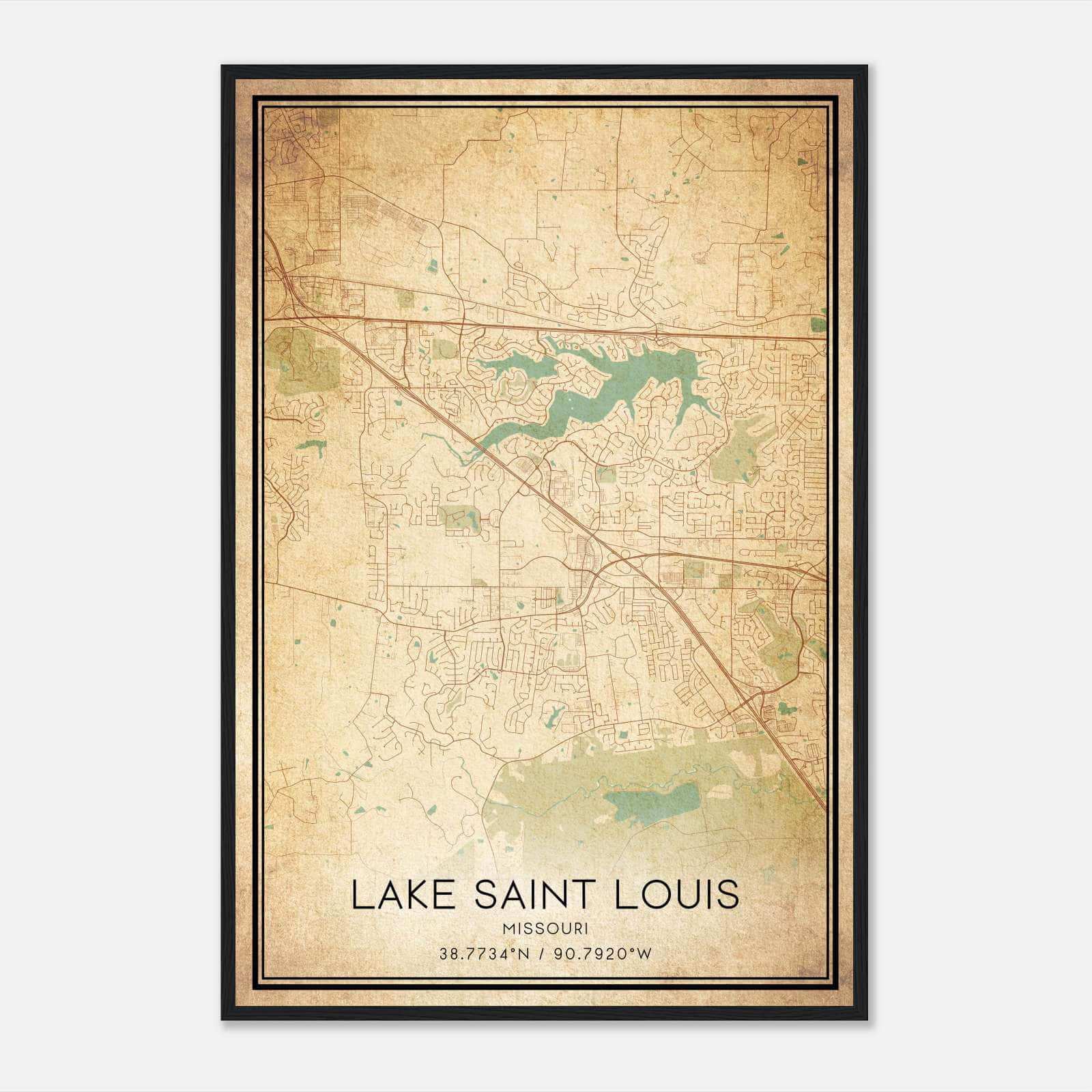 Vintage Lake Saint Louis Missouri Map Poster, Lake Saint Louis MO City Road Wall Art Print Vintage Lake Saint Louis Missouri Map Poster, Lake Saint Louis MO City Road Wall Art Print