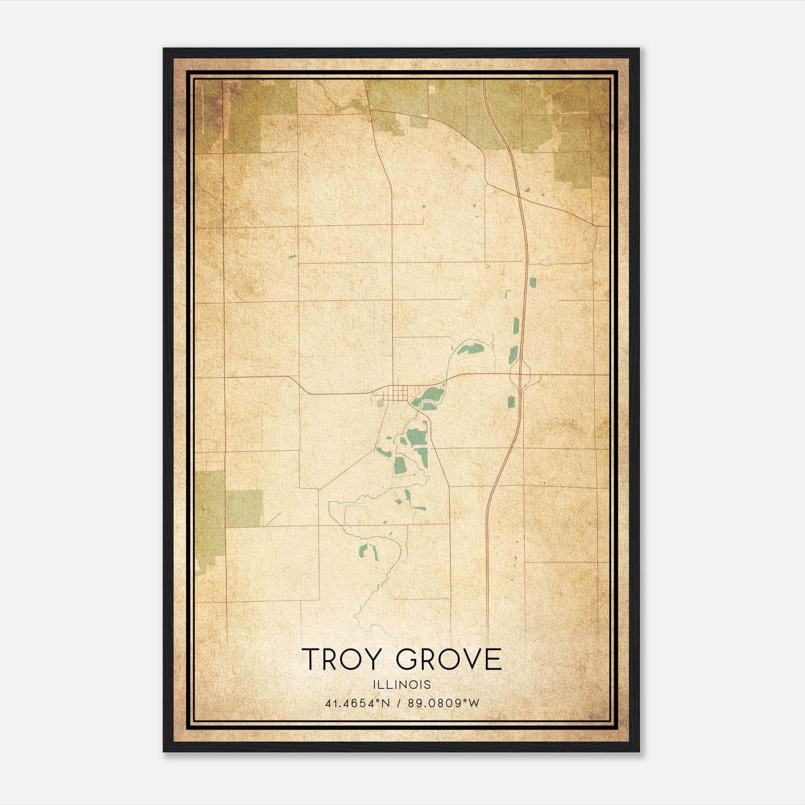 Vintage Troy Grove Illinois Map Poster, Troy Grove IL City Road Wall Art Print Vintage Troy Grove Illinois Map Poster, Troy Grove IL City Road Wall Art Print
