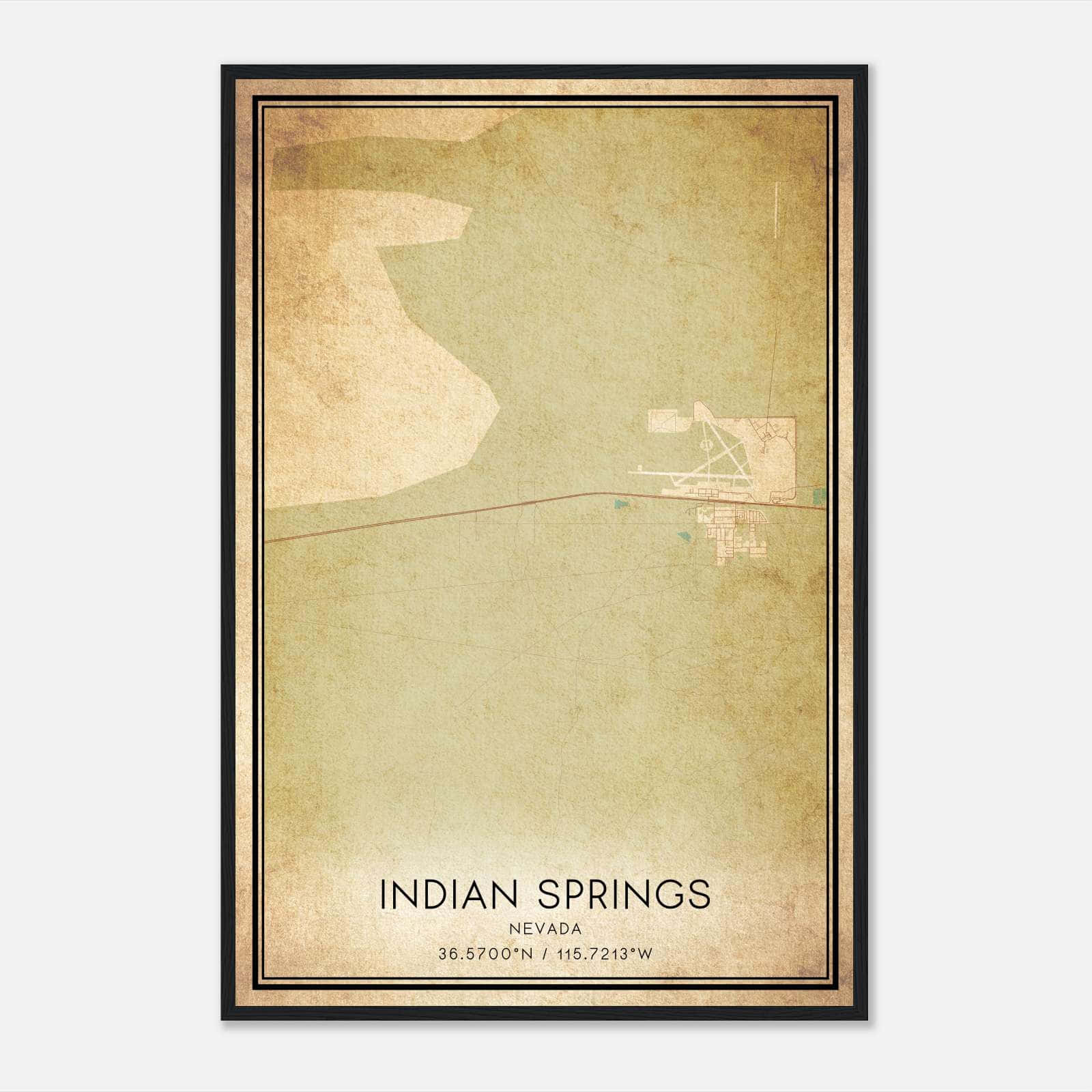 Vintage Indian Springs Nevada Map Poster, Indian Springs NV City Road Wall Art Print Vintage Indian Springs Nevada Map Poster, Indian Springs NV City Road Wall Art Print
