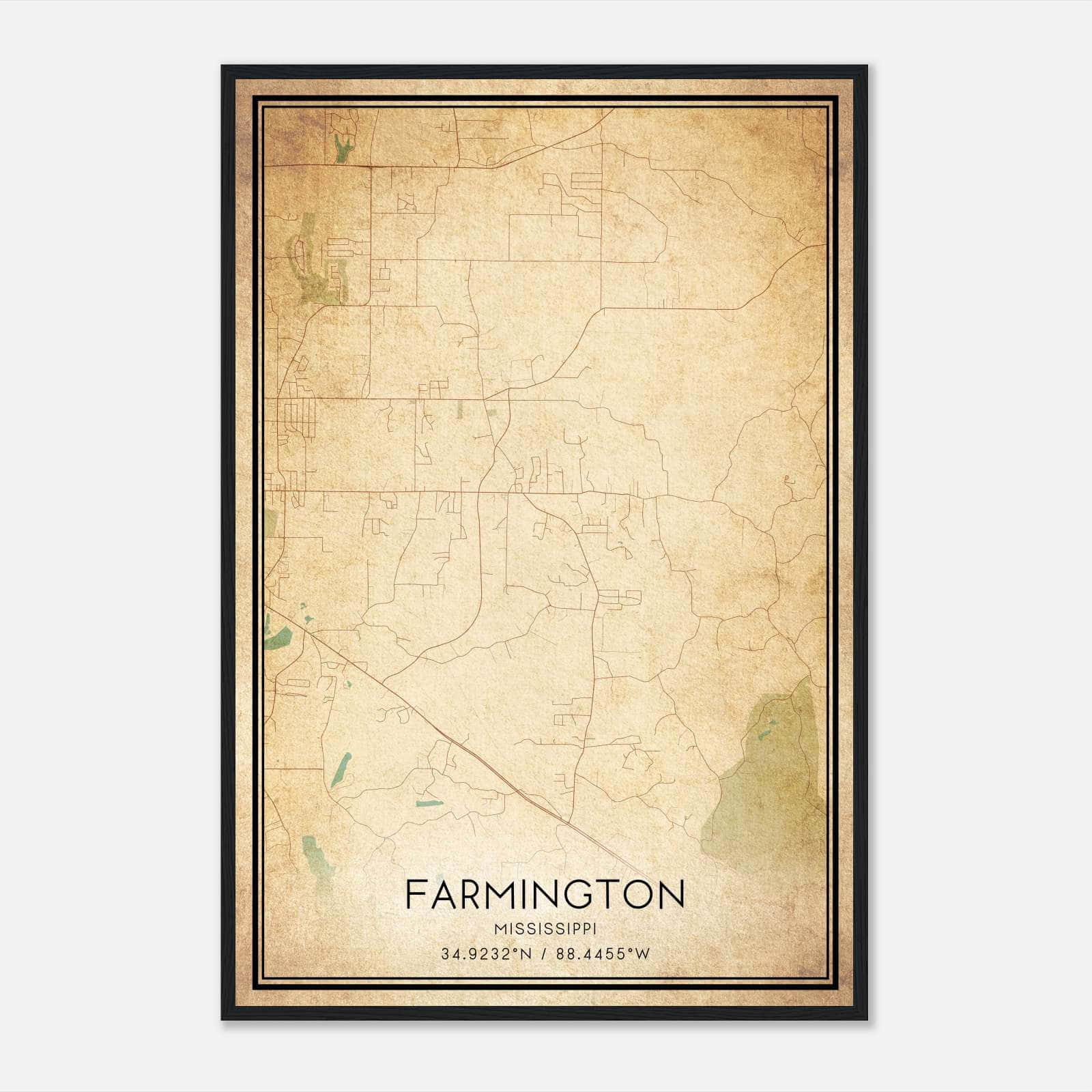Vintage Farmington Mississippi Map Poster, Farmington MS City Road Wall Art Print Vintage Farmington Mississippi Map Poster, Farmington MS City Road Wall Art Print