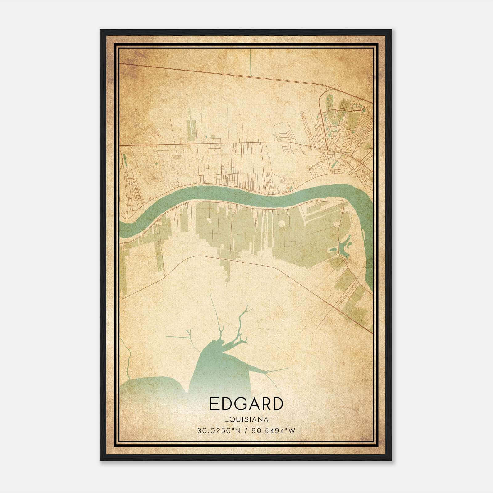 Vintage Edgard Louisiana Map Poster, Edgard LA City Road Wall Art Print Vintage Edgard Louisiana Map Poster, Edgard LA City Road Wall Art Print