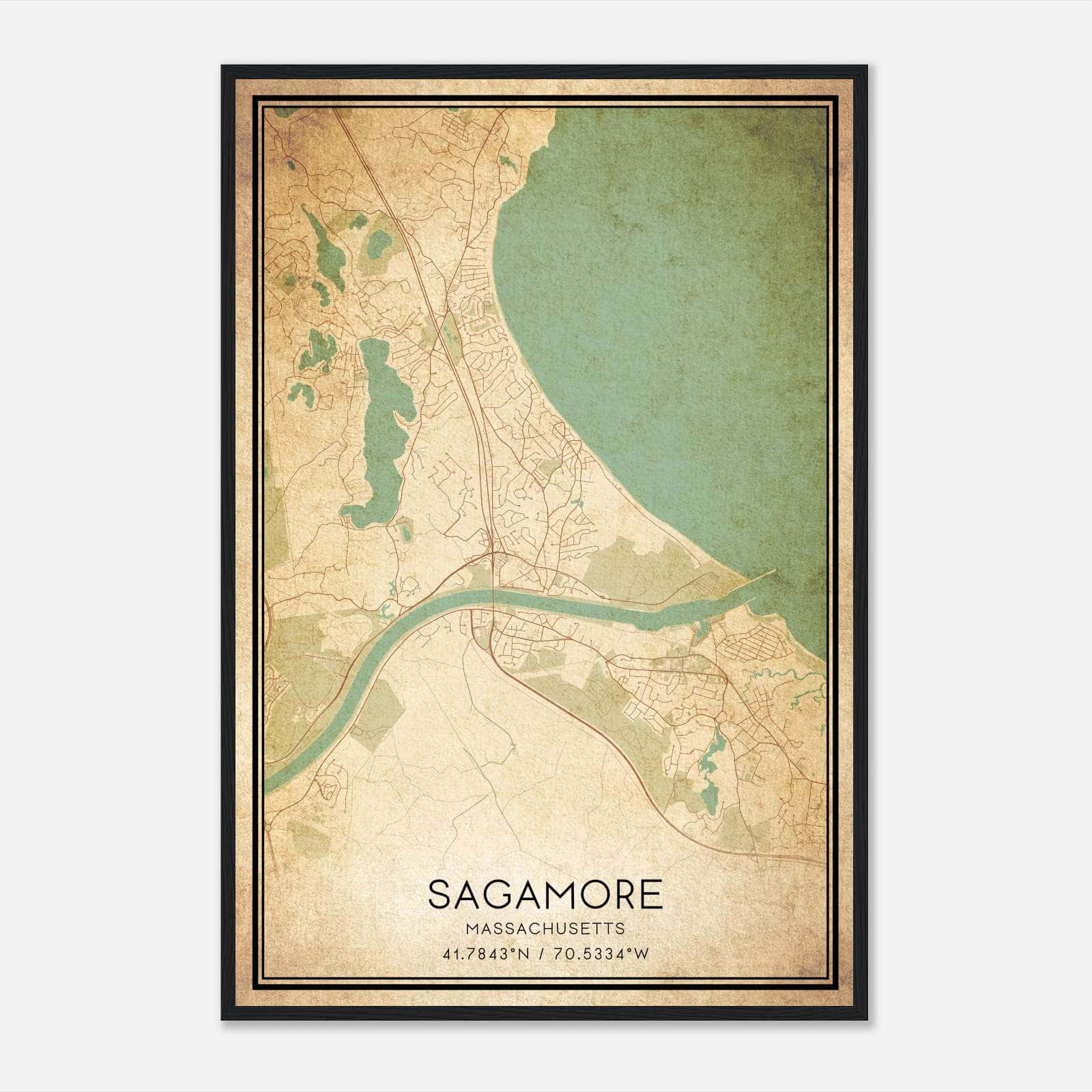 Vintage Sagamore Massachusetts Map Poster, Sagamore MA City Road Wall Art Print Vintage Sagamore Massachusetts Map Poster, Sagamore MA City Road Wall Art Print