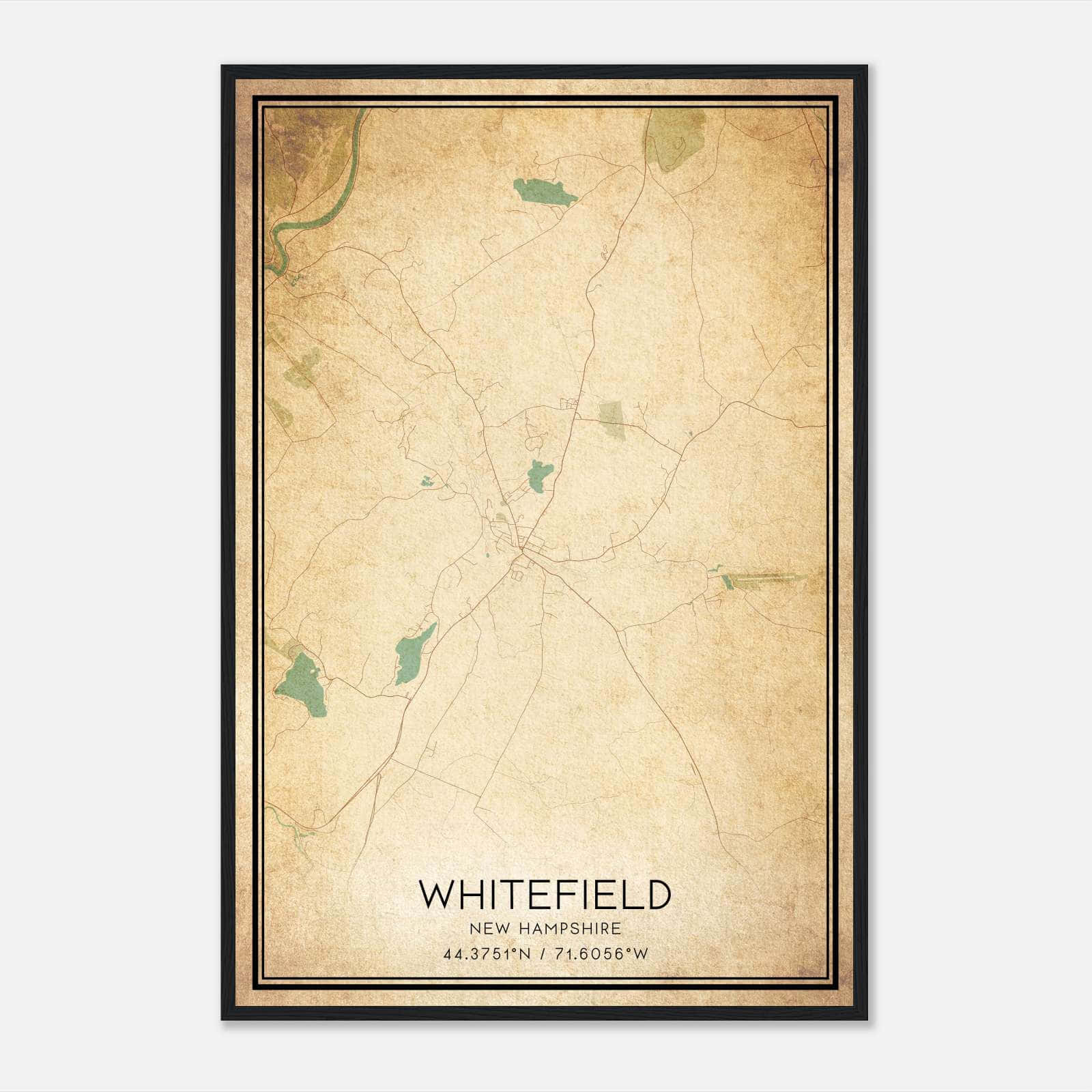 Vintage Whitefield New Hampshire Map Poster, Whitefield NH City Road Wall Art Print Vintage Whitefield New Hampshire Map Poster, Whitefield NH City Road Wall Art Print