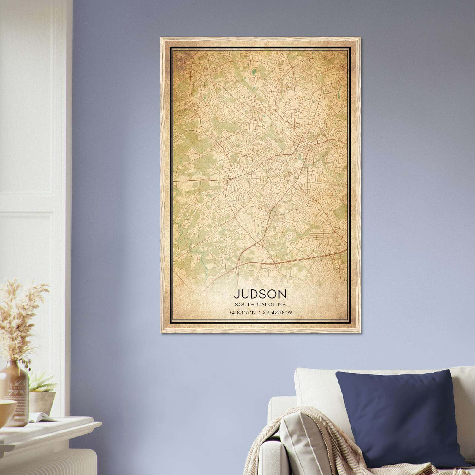 Vintage Judson South Carolina Map Poster, Judson SC City Road Wall Art Print