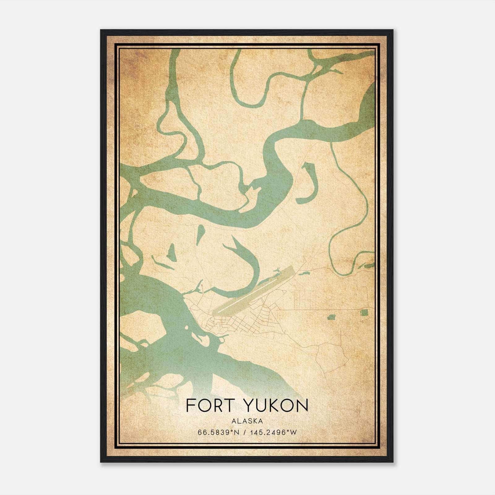Vintage Fort Yukon Alaska Map Poster, Fort Yukon AK City Road Wall Art Print Vintage Fort Yukon Alaska Map Poster, Fort Yukon AK City Road Wall Art Print