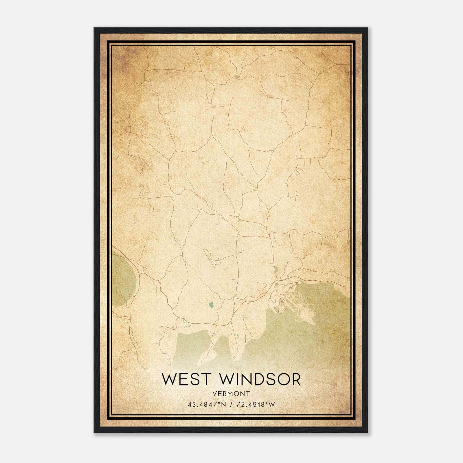 Vintage West Windsor Vermont Map Poster, West Windsor VT City Road Wall Art Print Vintage West Windsor Vermont Map Poster, West Windsor VT City Road Wall Art Print