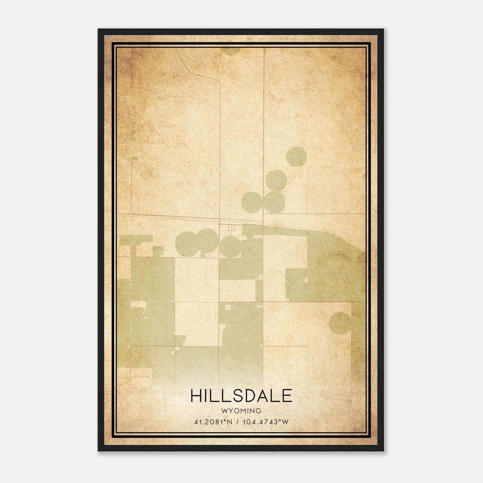 Vintage Hillsdale Wyoming Map Poster, Hillsdale WY City Road Wall Art Print Vintage Hillsdale Wyoming Map Poster, Hillsdale WY City Road Wall Art Print