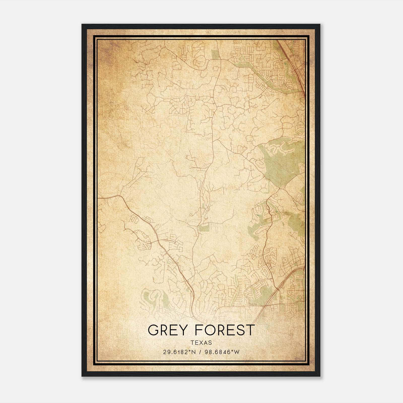 Vintage Grey Forest Texas Map Poster, Grey Forest TX City Road Wall Art Print Vintage Grey Forest Texas Map Poster, Grey Forest TX City Road Wall Art Print