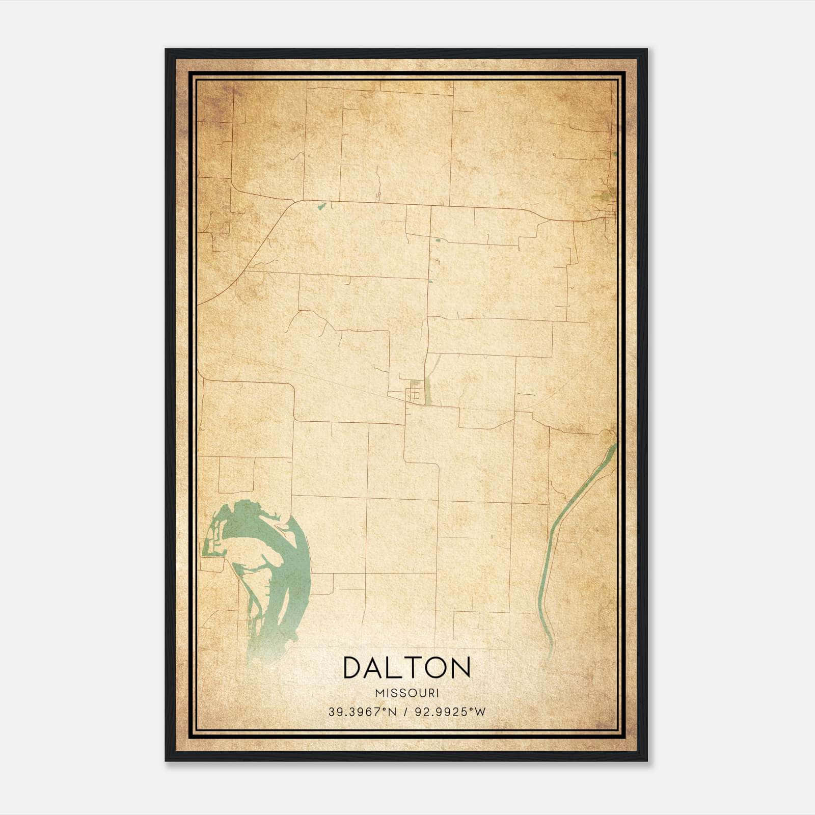 Vintage Dalton Missouri Map Poster, Dalton MO City Road Wall Art Print Vintage Dalton Missouri Map Poster, Dalton MO City Road Wall Art Print