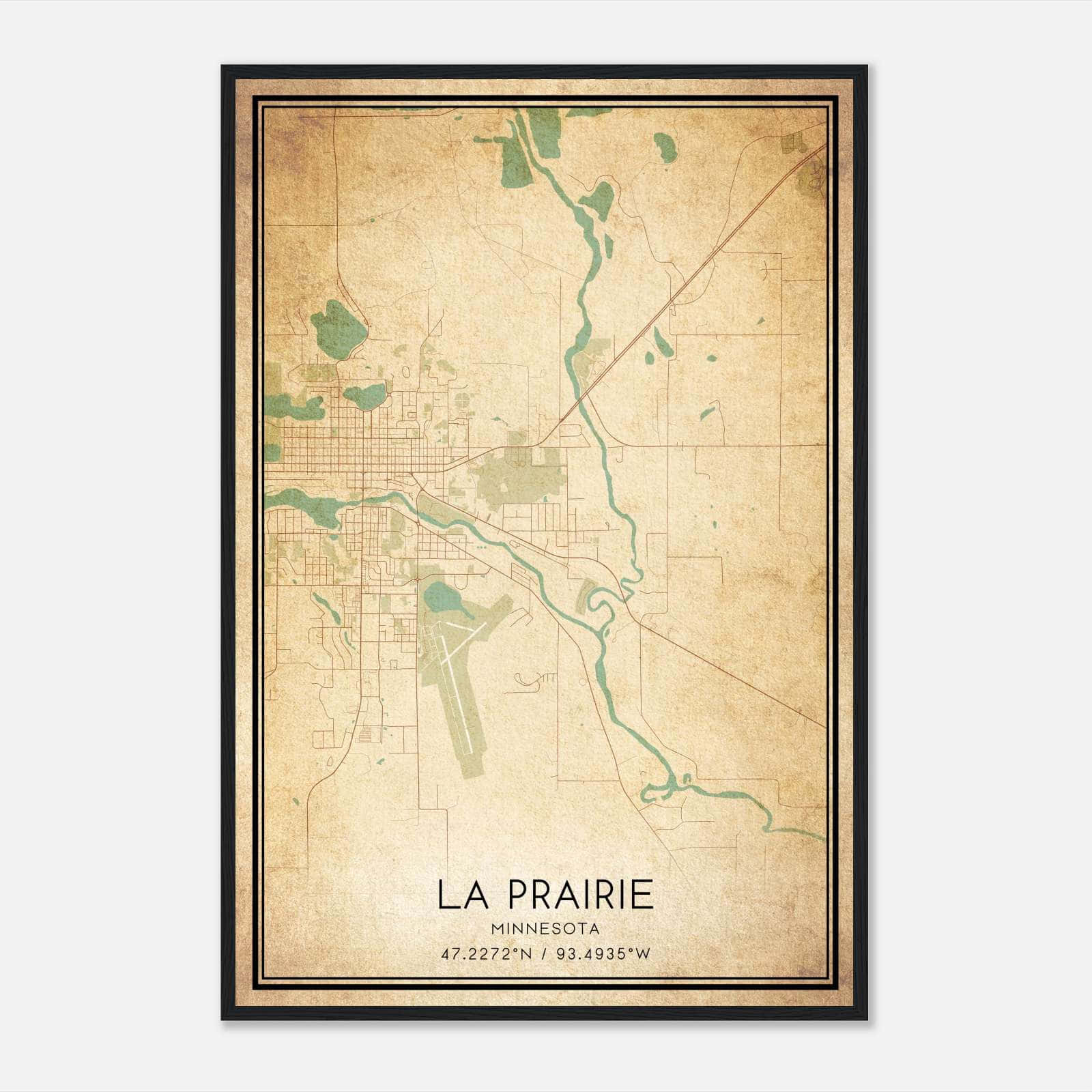 Vintage La Prairie Minnesota Map Poster, La Prairie MN City Road Wall Art Print Vintage La Prairie Minnesota Map Poster, La Prairie MN City Road Wall Art Print