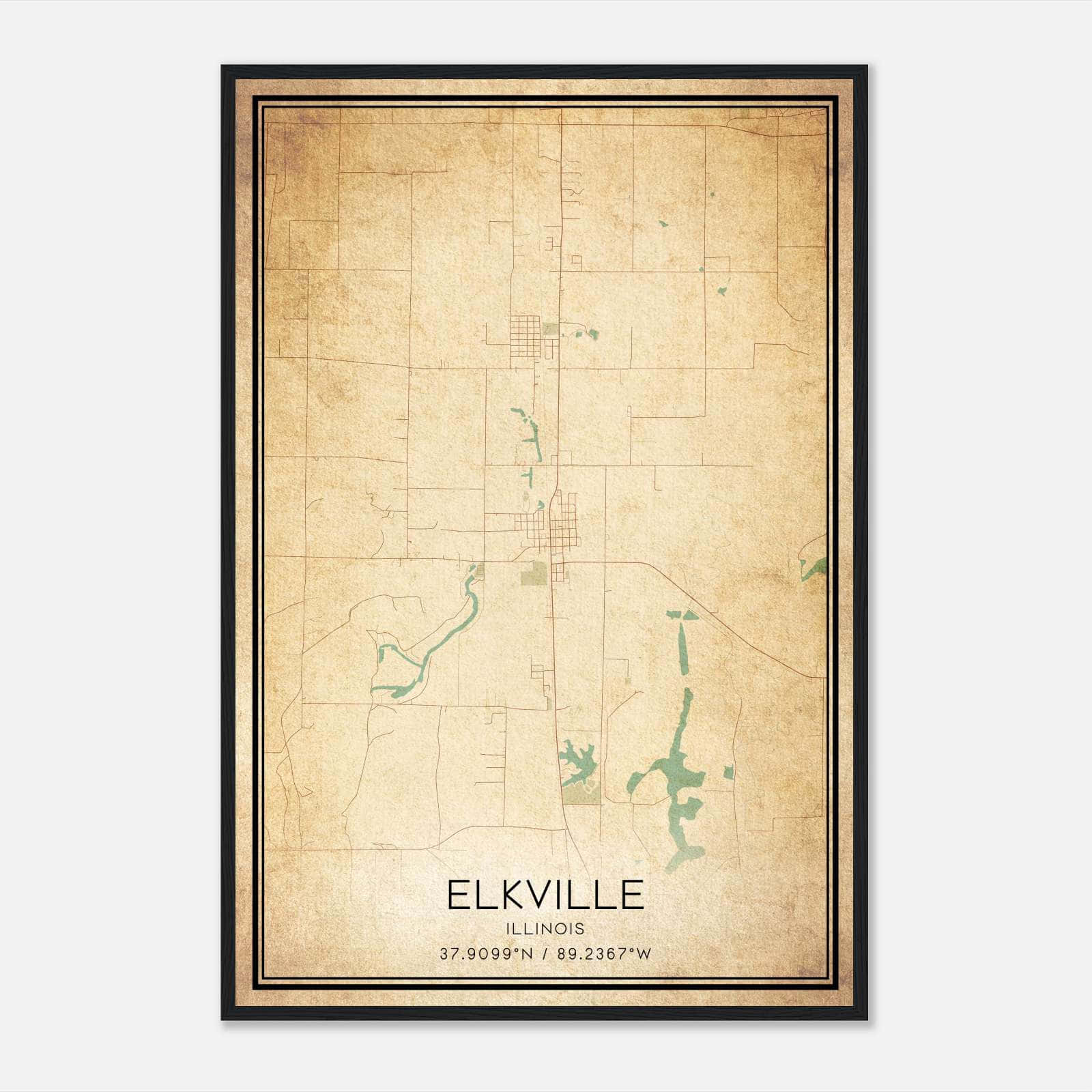 Vintage Elkville Illinois Map Poster, Elkville IL City Road Wall Art Print Vintage Elkville Illinois Map Poster, Elkville IL City Road Wall Art Print