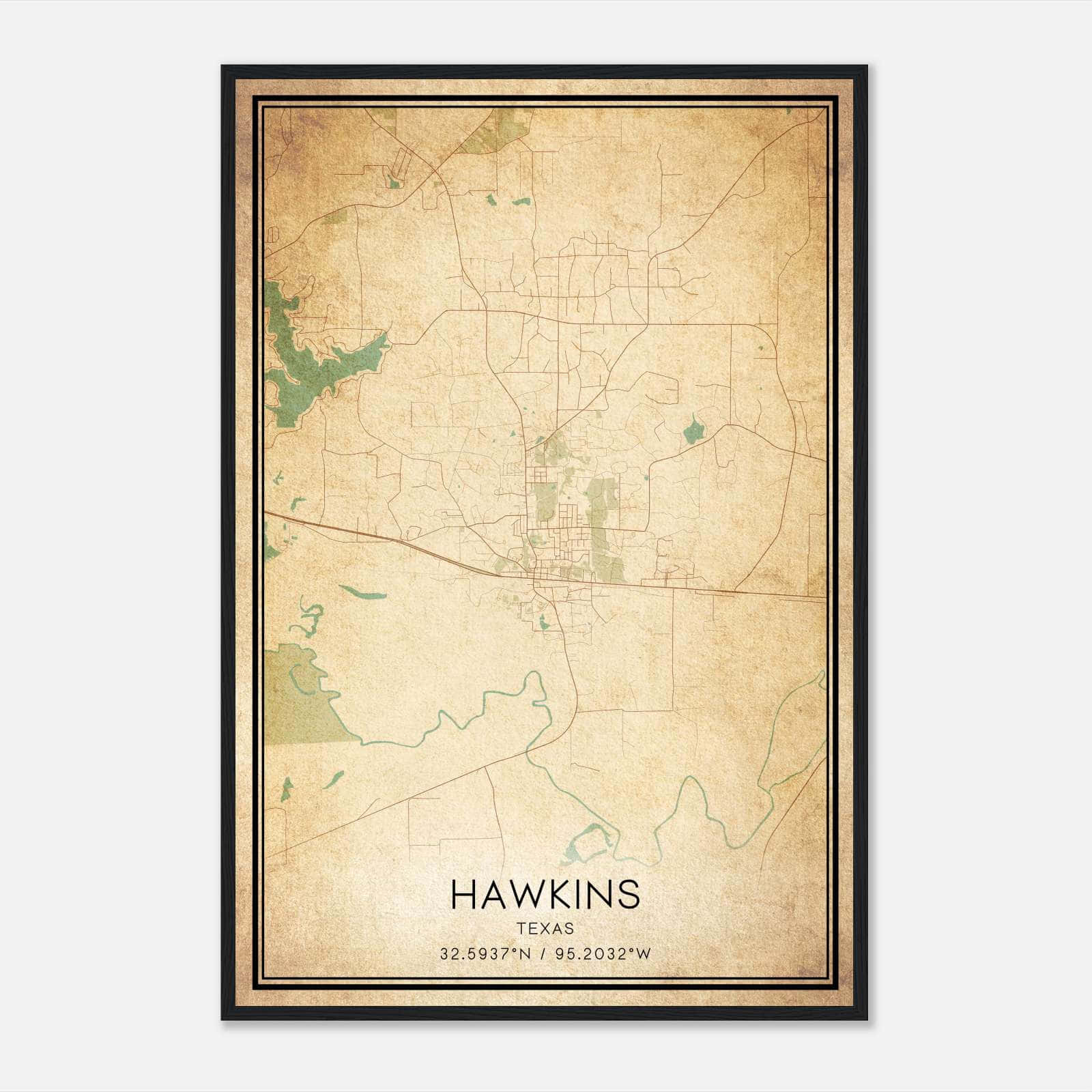 Vintage Hawkins Texas Map Poster, Hawkins TX City Road Wall Art Print Vintage Hawkins Texas Map Poster, Hawkins TX City Road Wall Art Print