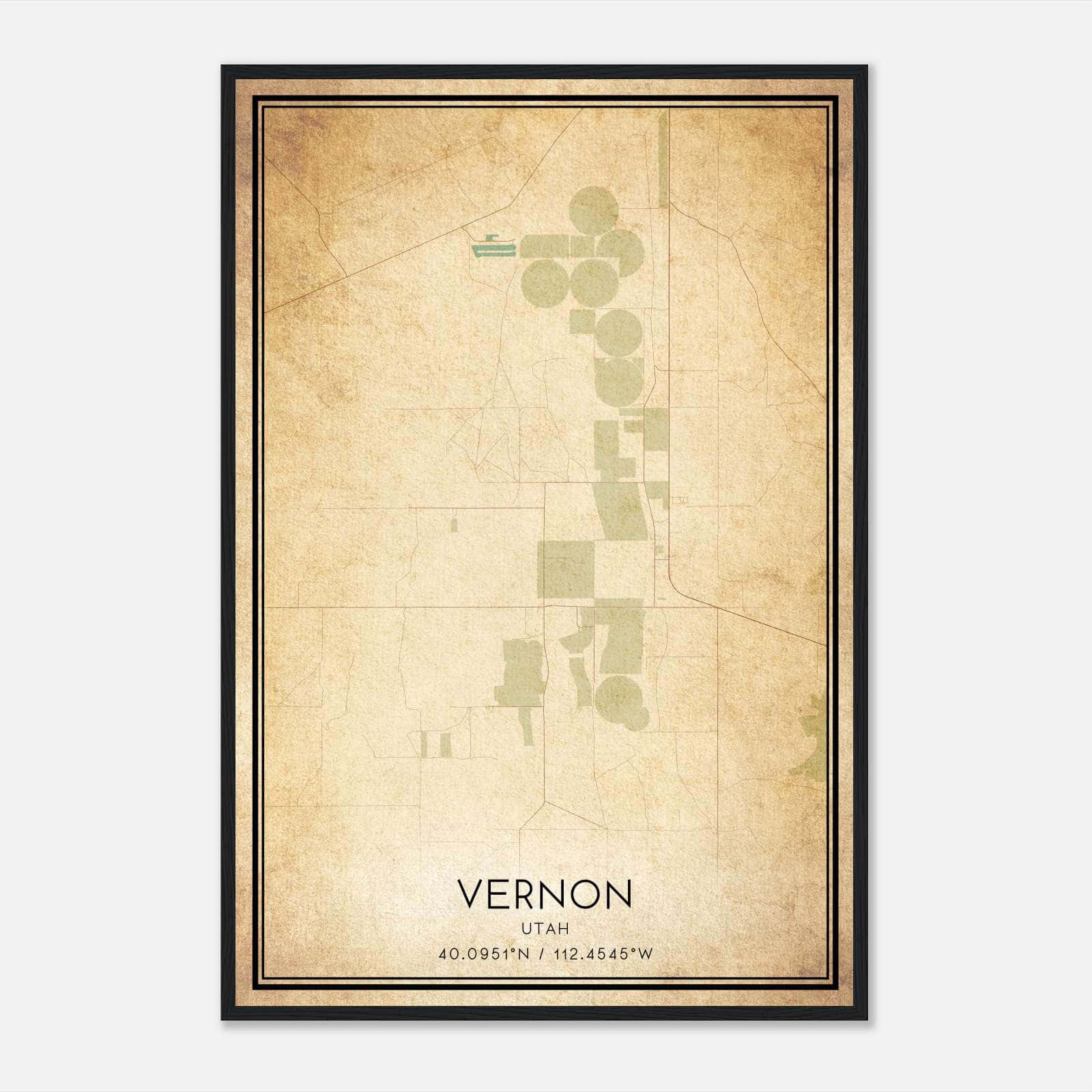 Vintage Vernon Utah Map Poster, Vernon UT City Road Wall Art Print Vintage Vernon Utah Map Poster, Vernon UT City Road Wall Art Print