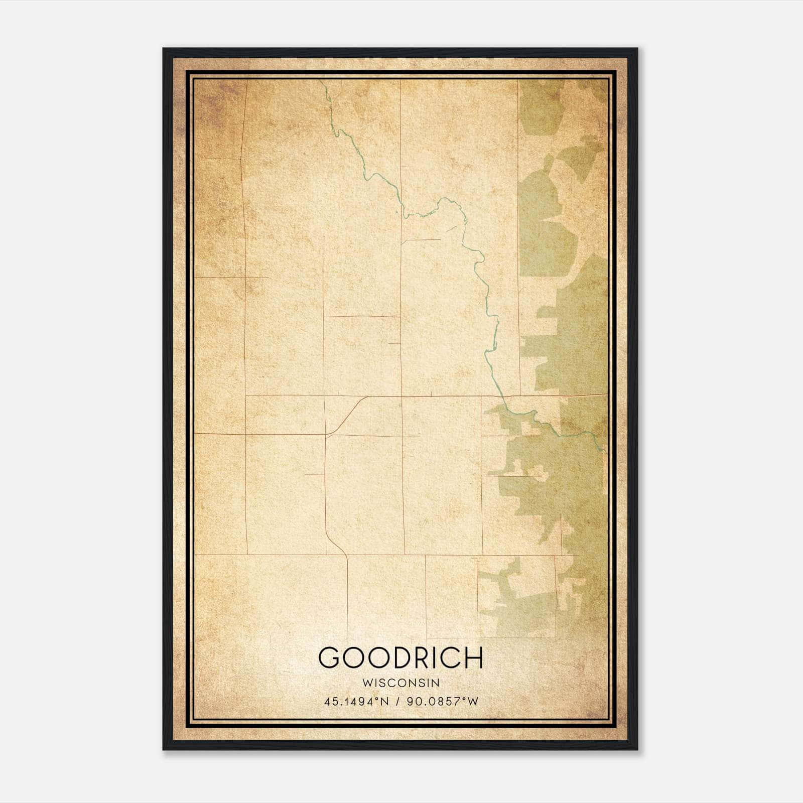 Vintage Goodrich Wisconsin Map Poster, Goodrich WI City Road Wall Art Print Vintage Goodrich Wisconsin Map Poster, Goodrich WI City Road Wall Art Print