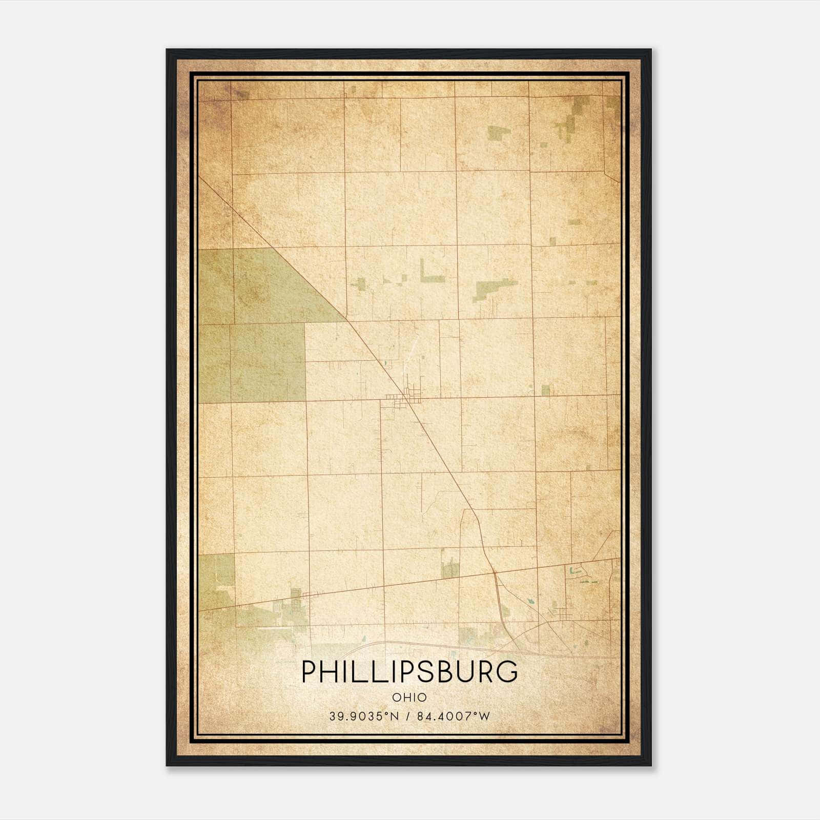 Vintage Phillipsburg Ohio Map Poster, Phillipsburg OH City Road Wall Art Print Vintage Phillipsburg Ohio Map Poster, Phillipsburg OH City Road Wall Art Print