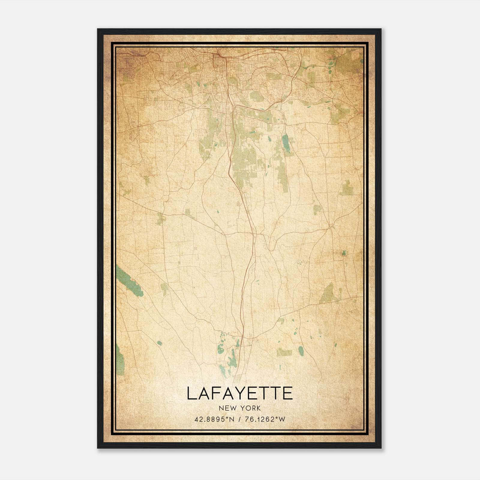 Vintage Lafayette New York Map Poster, Lafayette NY City Road Wall Art Print Vintage Lafayette New York Map Poster, Lafayette NY City Road Wall Art Print