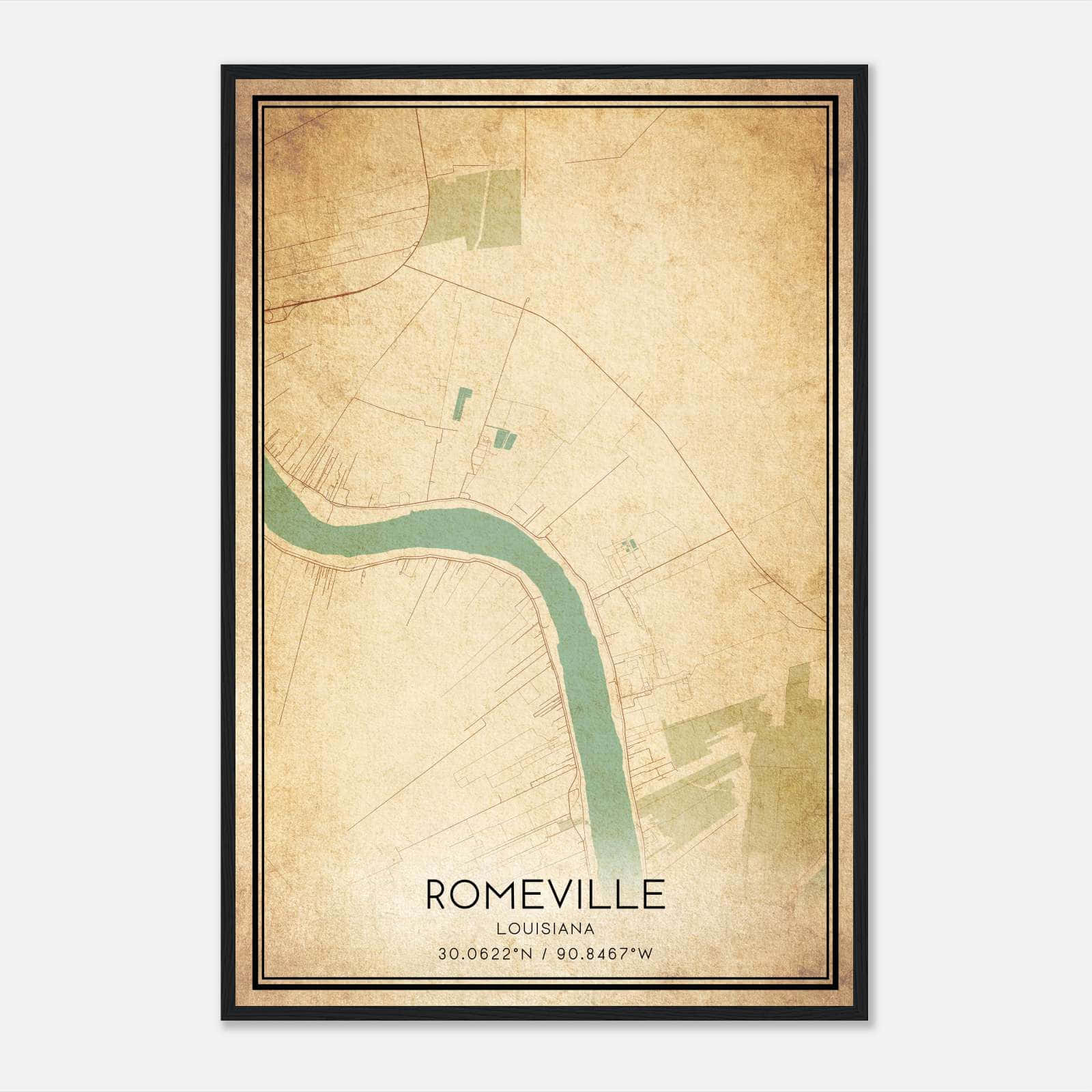 Vintage Romeville Louisiana Map Poster, Romeville LA City Road Wall Art Print Vintage Romeville Louisiana Map Poster, Romeville LA City Road Wall Art Print
